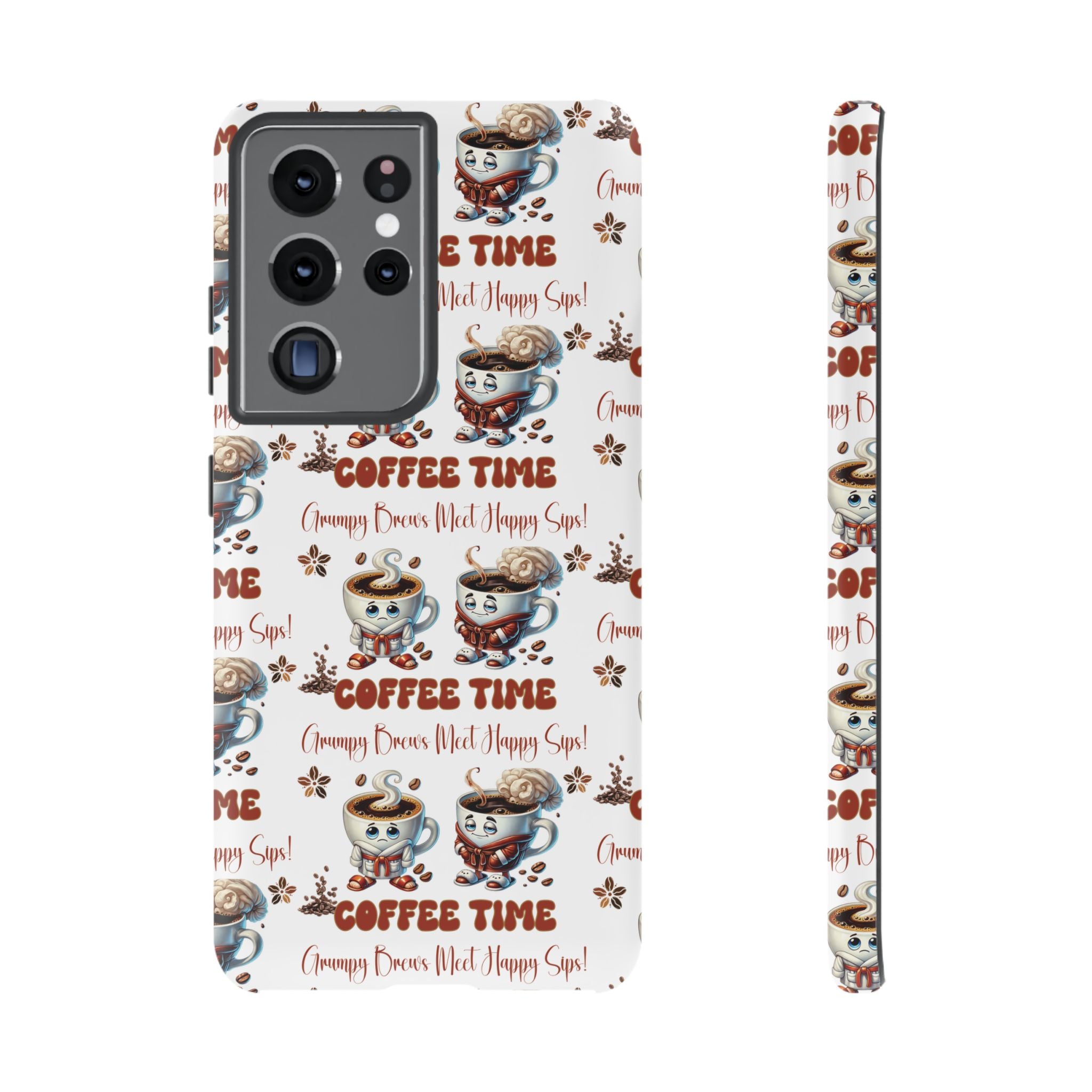 Grumpy Brews Meet Happy Sips Phone Case Compatible with iPhone, Samsung & Pixel | Fun, Durable Protection for Coffee Lovers | Unique Design, Shockproof & Scratch-Resistant Perfect for Coffee Lover - MRSBYVALLE