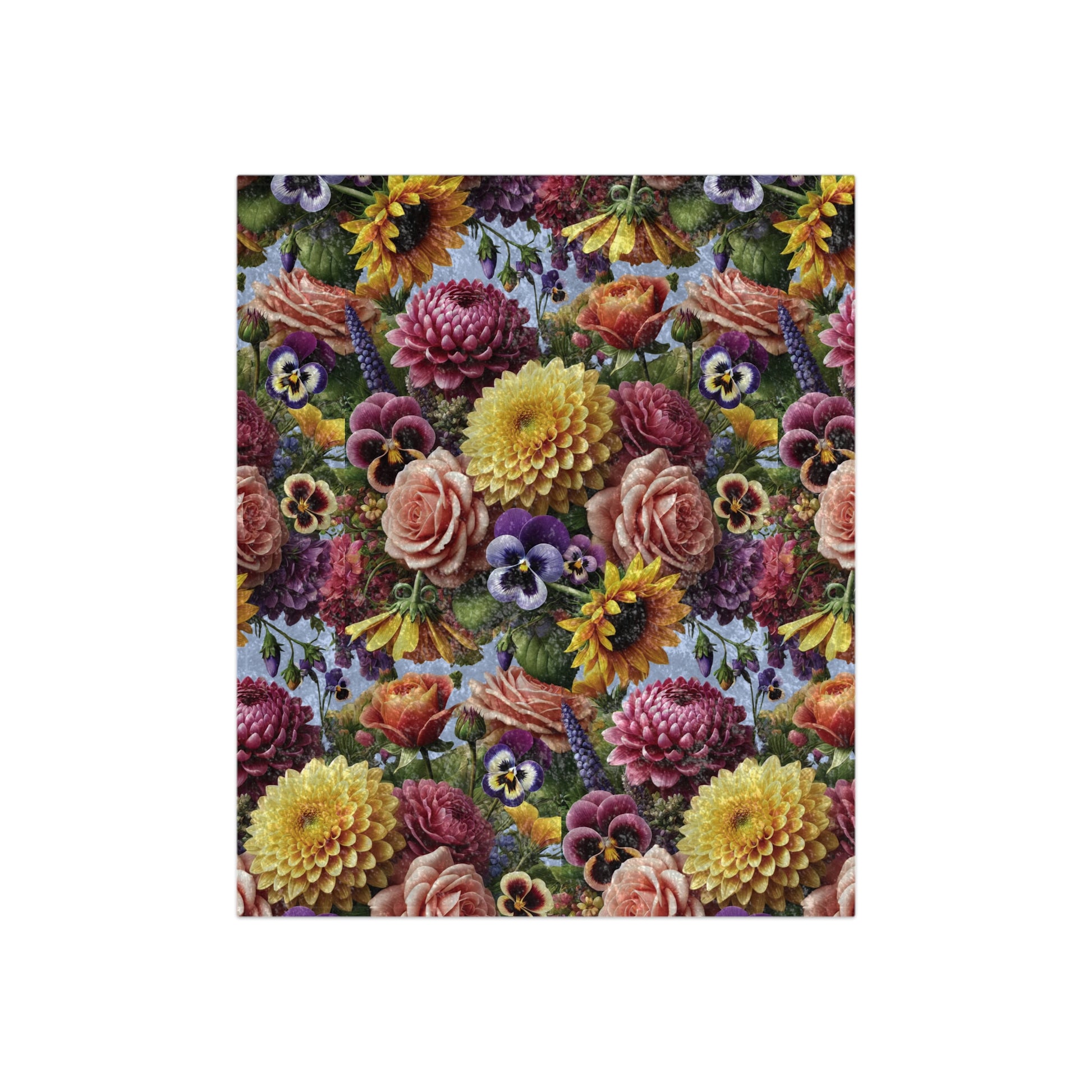 Luxurious Crushed Velvet Blanket Beautiful Fall Floral Design, Ultra-Soft and Cozy, Perfect for Autumn Home Decor, 50"x60" Throw for Beds and Sofas