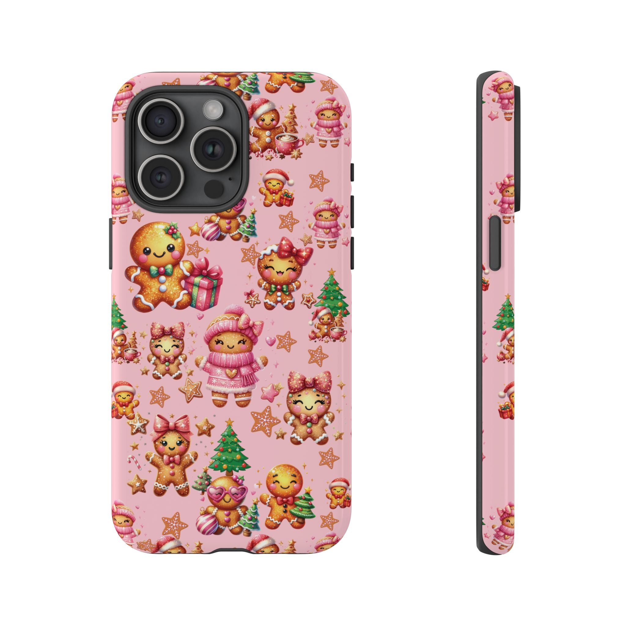 Adorable Pink Gingerbread Girl Phone Case Girly Holiday Vibes, Sweet Christmas Aesthetic, Cute & Festive Gift Idea for Her, Fun Protective Cover
