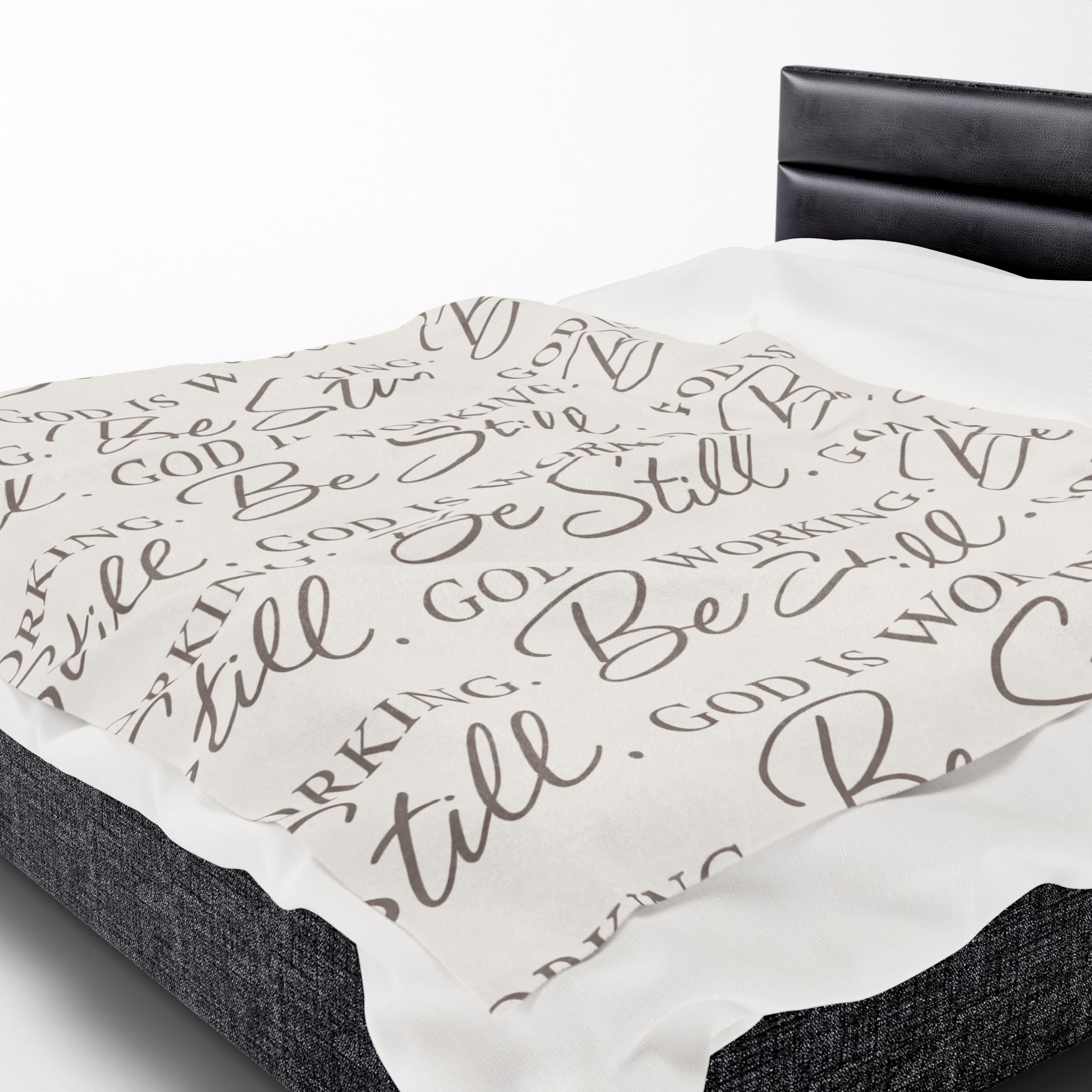 Be Still God Is Still Working Minky Velveteen Plush Blanket | Inspirational Faith Throw Cozy