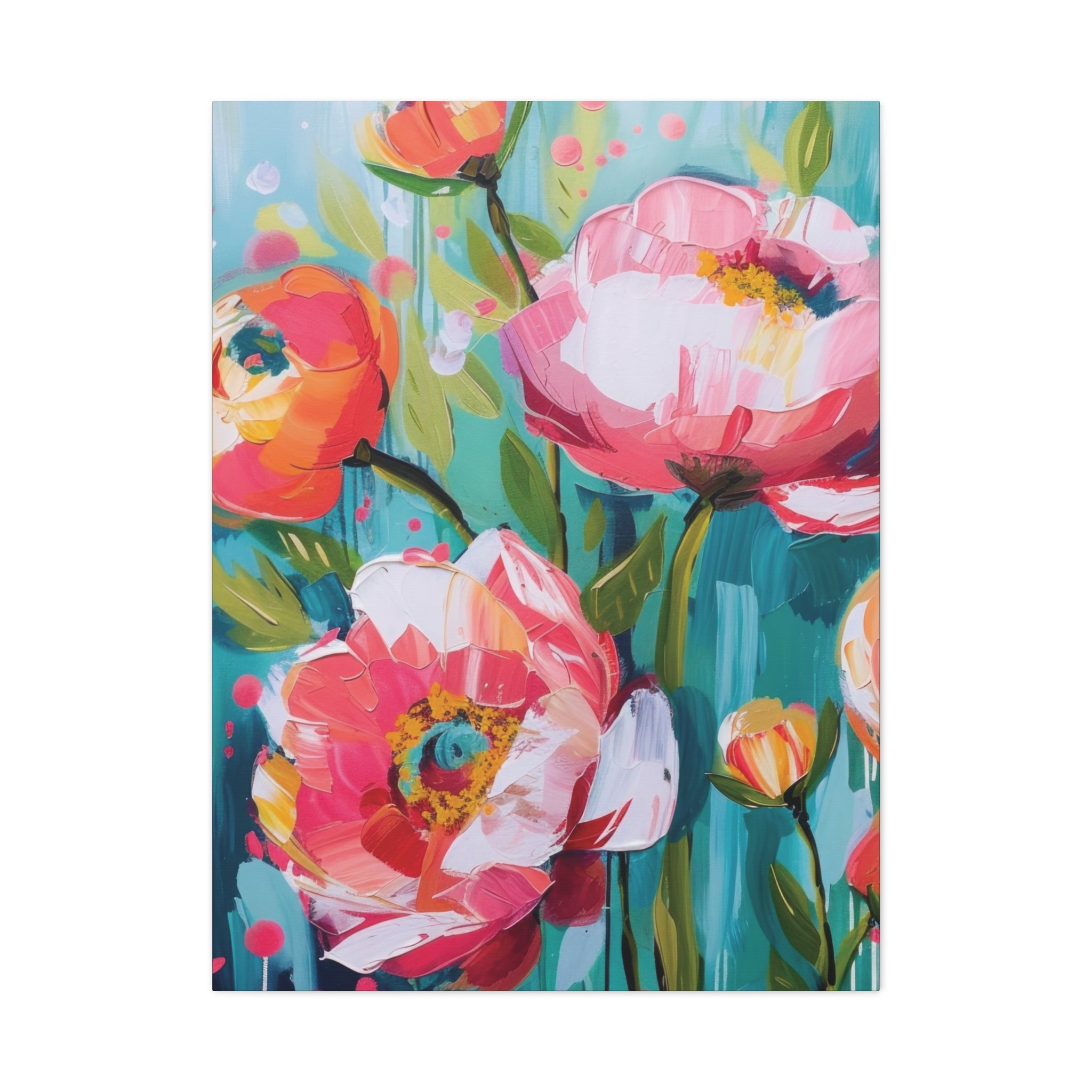 Unique Boho Floral Wall Art Matte Canvas Stretched, Vibrant Botanical Design, Perfect for Living Room, Bedroom, or Office Decor, Adds a Stylish Touch to Any Space - MRSBYVALLE