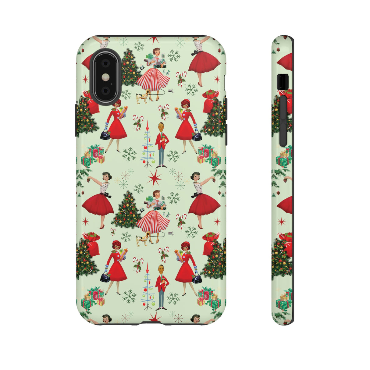 1950s Vintage Phone Case - Retro Christmas Design | Unique Holiday Protection for Your Device | Stylish & Durable Cover Gift for Her Phone 15, Samsung iPhone Samsung Accessory Gift for Her