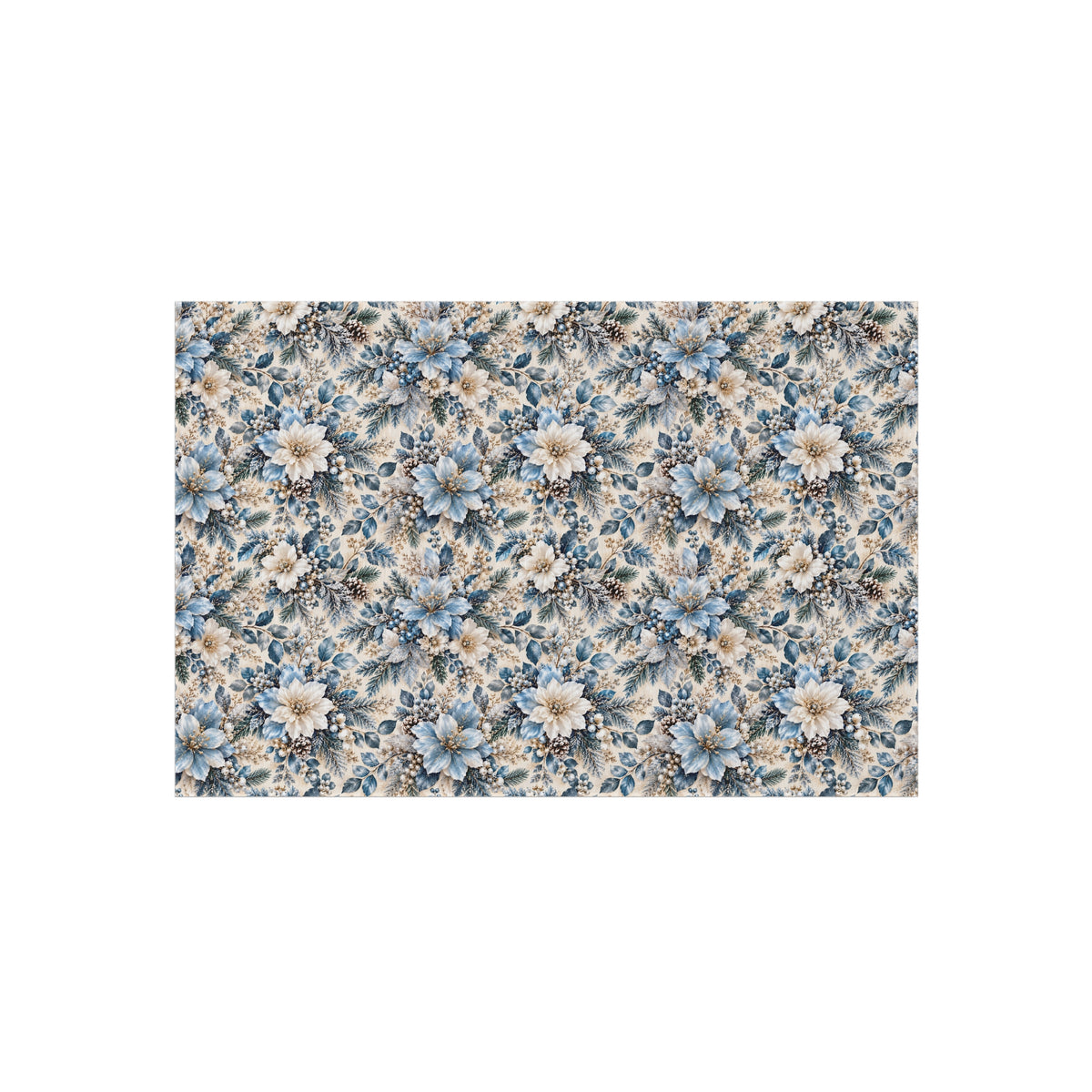 Icy Blue Floral Outdoor Patio Rug