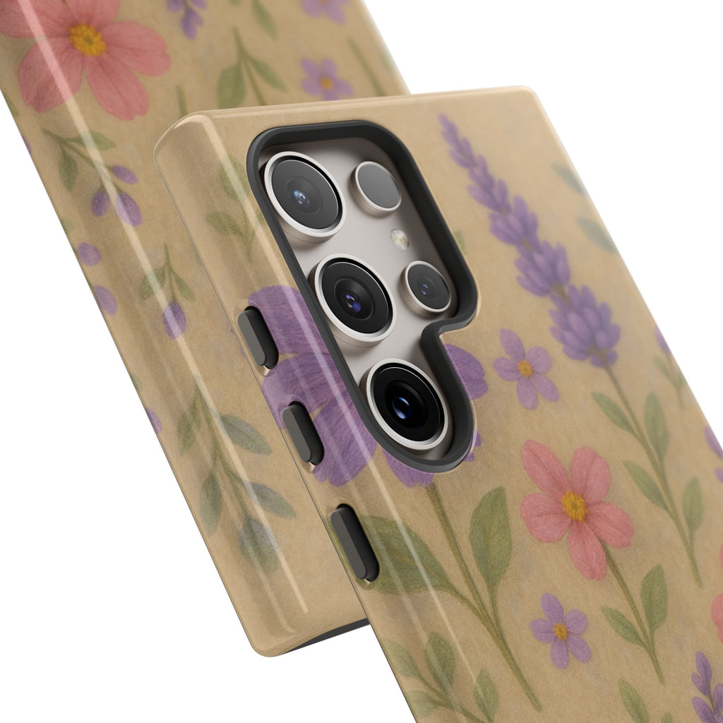 3D Illusion Wildflower Phone Case Cute Pastel Floral Design in Lavender, Pink, Mint Green – Aesthetic Protective Case for iPhone and  Android