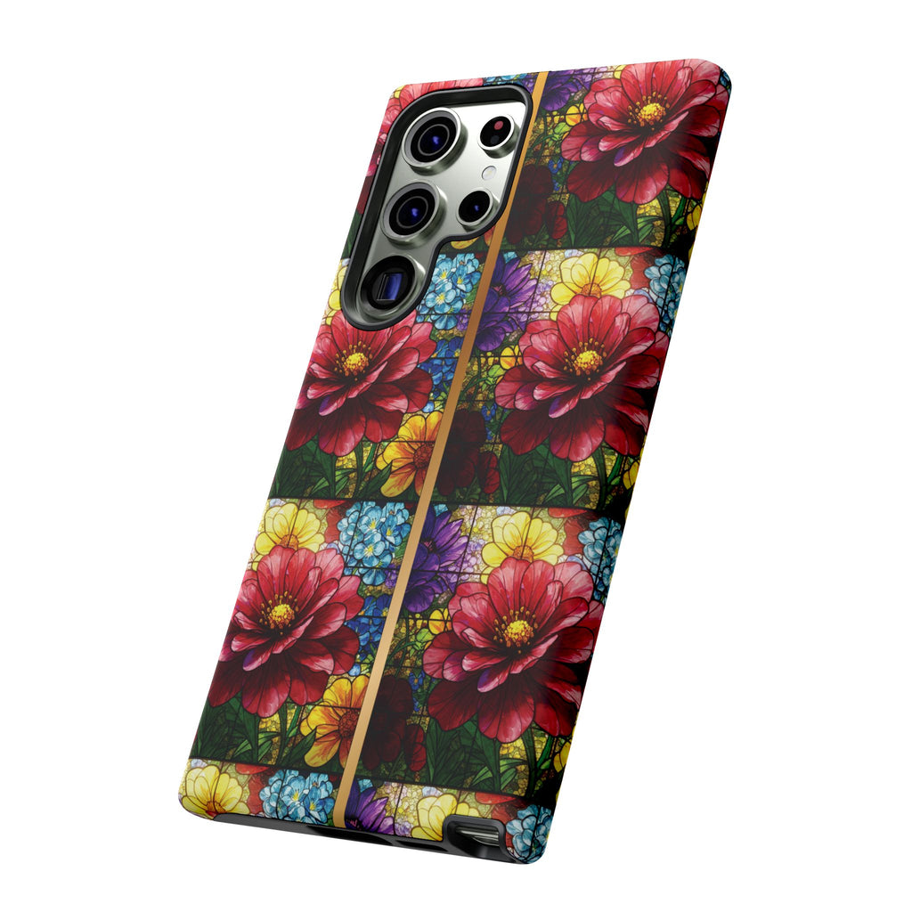 Stained Glass Illusion Floral Phone Case  3D Colorful Flower Design, Protective Christian Gift, Fits iPhone, Samsung, Google Pixel