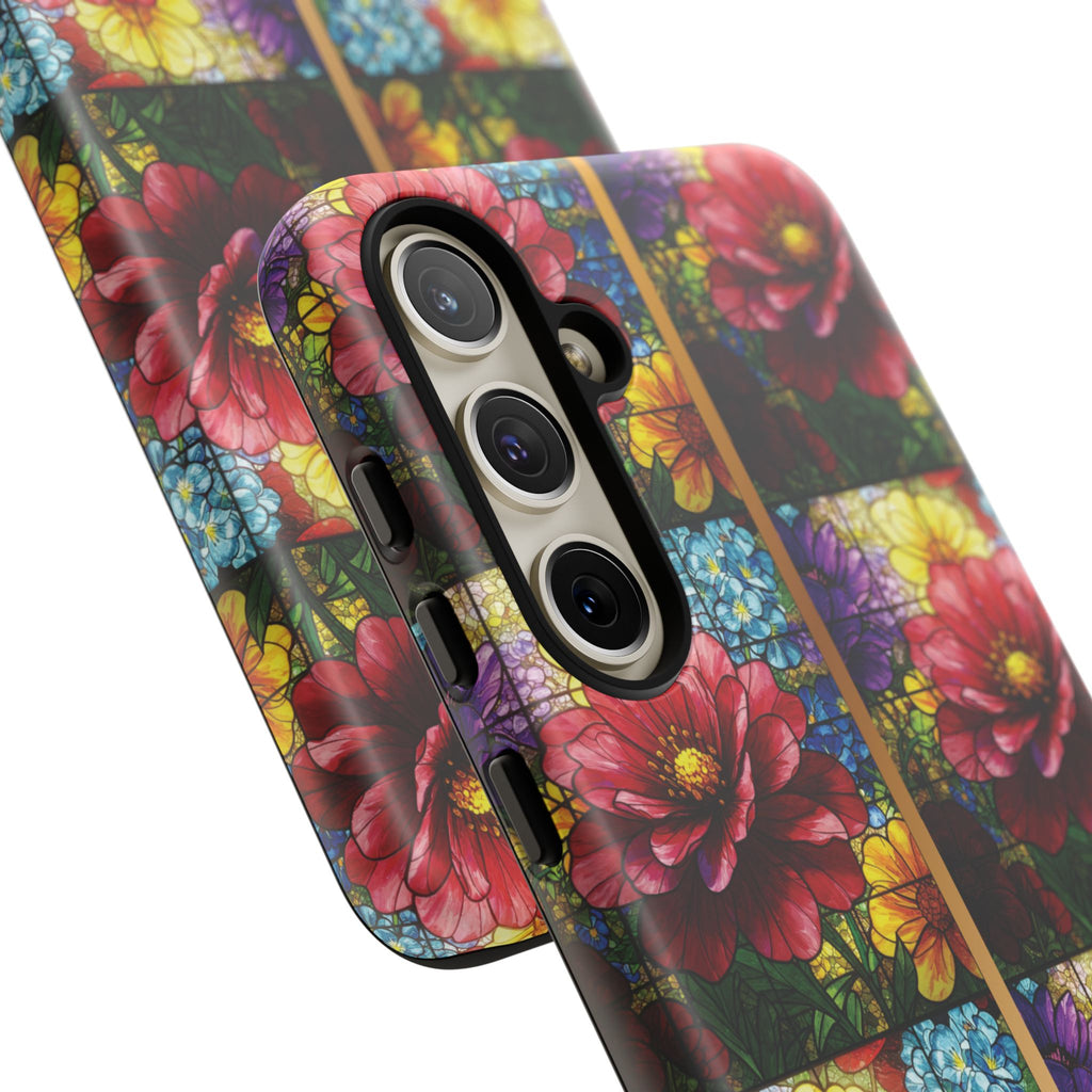Stained Glass Illusion Floral Phone Case  3D Colorful Flower Design, Protective Christian Gift, Fits iPhone, Samsung, Google Pixel