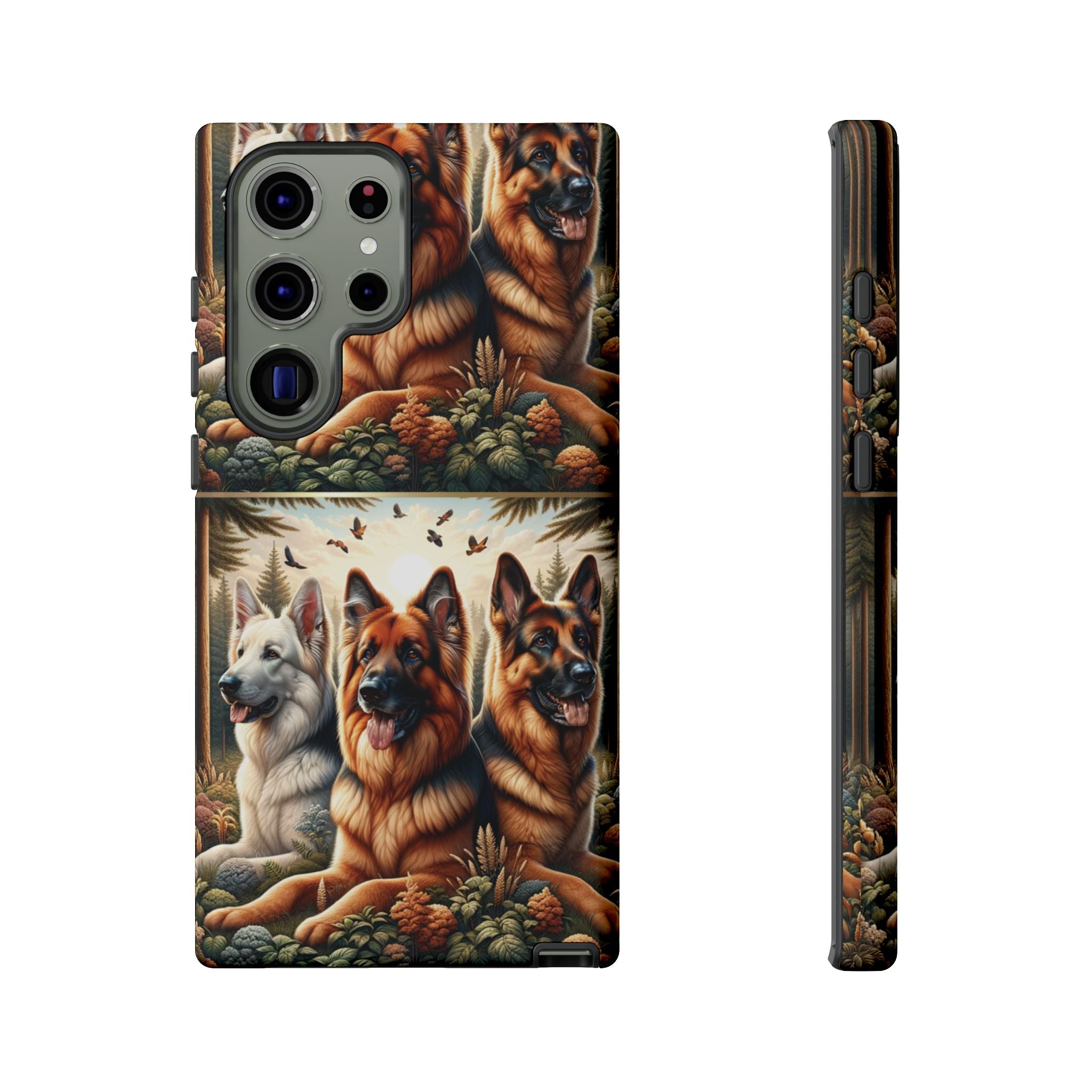German Shepherd Phone Tough Case Floral Elegant Durable Dog Lover Devices iPhone 15, Samsung iPhone Samsung Accessory Gift for Her