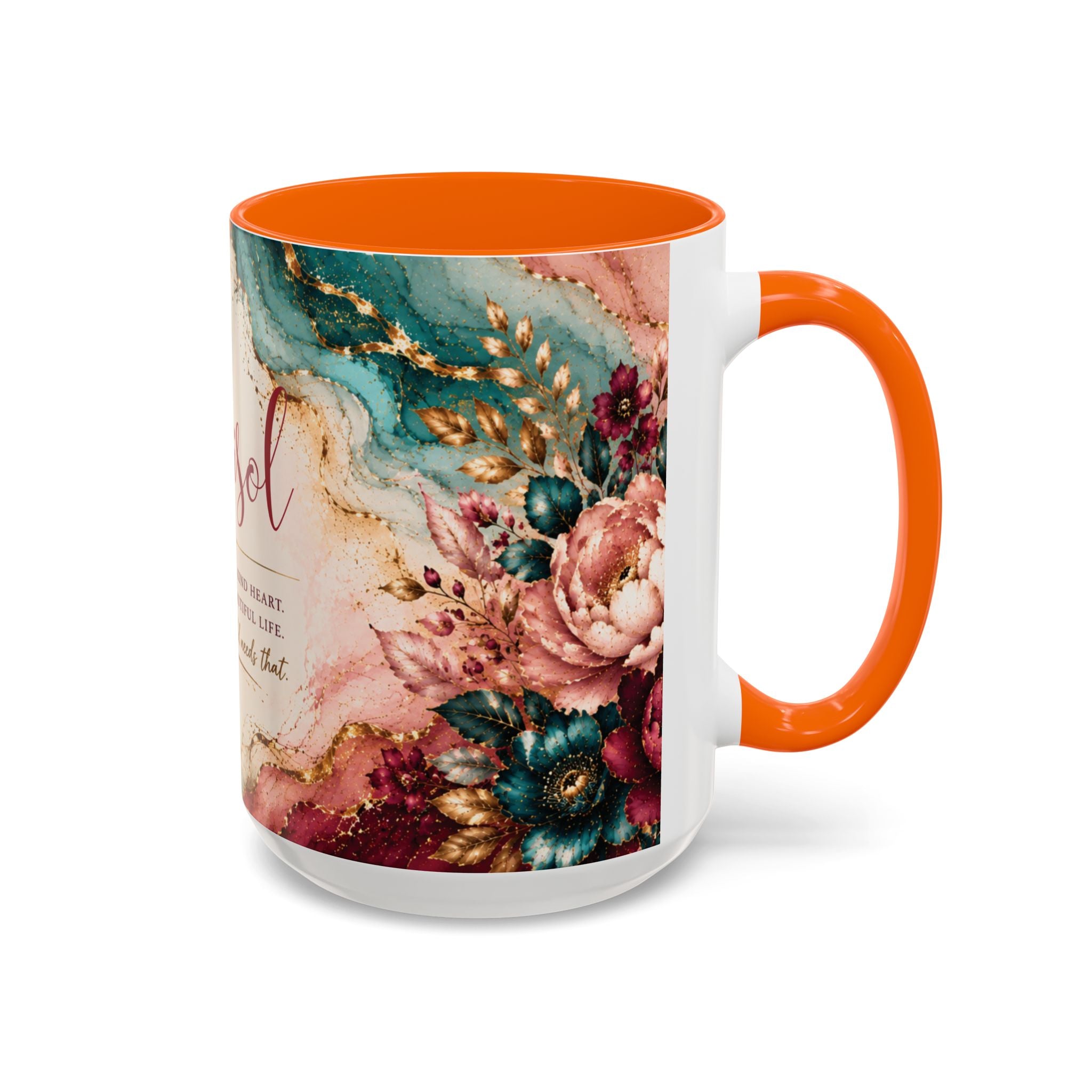 Personalized Name Mug for Women, Inspirational Color Handle Coffee Mug, 11 oz or 15 oz Gift for Her