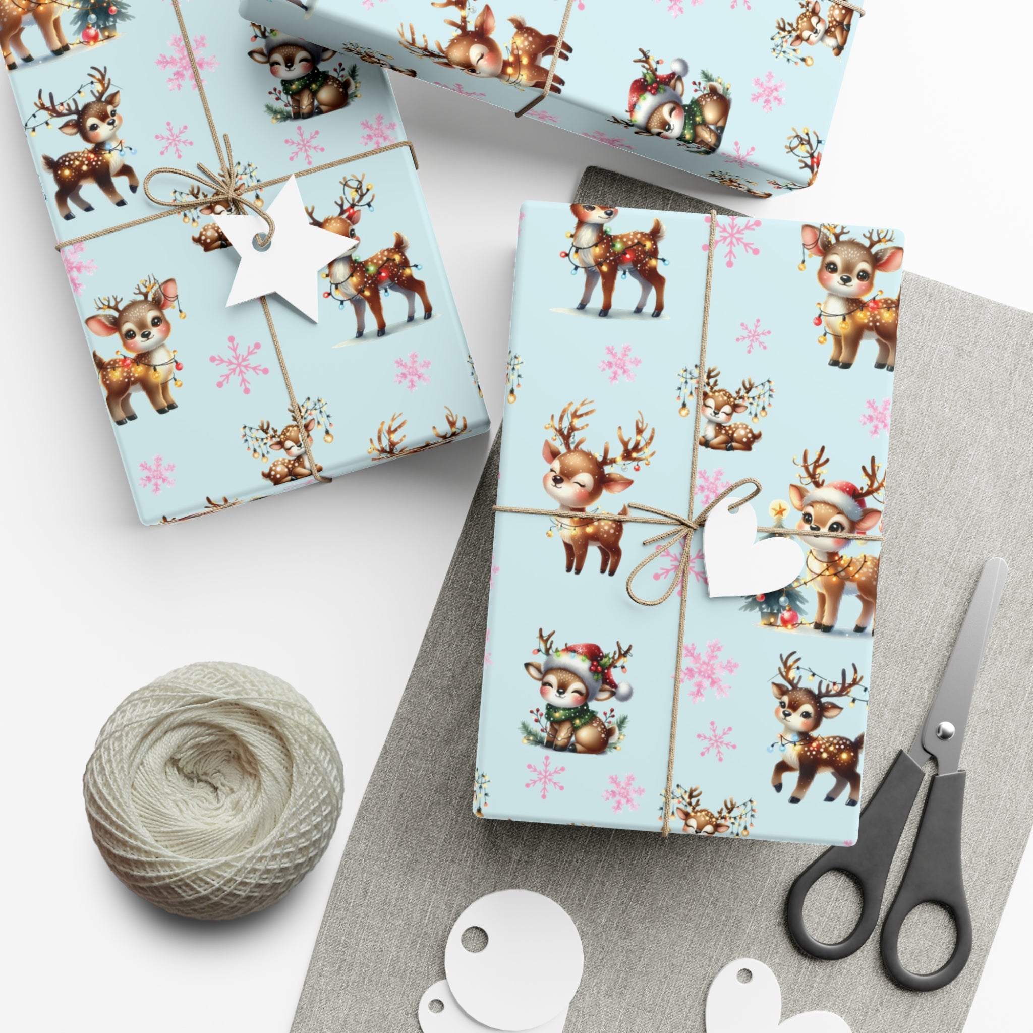 Watercolor Reindeer Christmas Wrapping Paper Elegant Holiday Gift Wrap Featuring Whimsical Deer Design | Perfect for Festive Presents, Available in Multiple Sizes for Every Gift - MRSBYVALLE