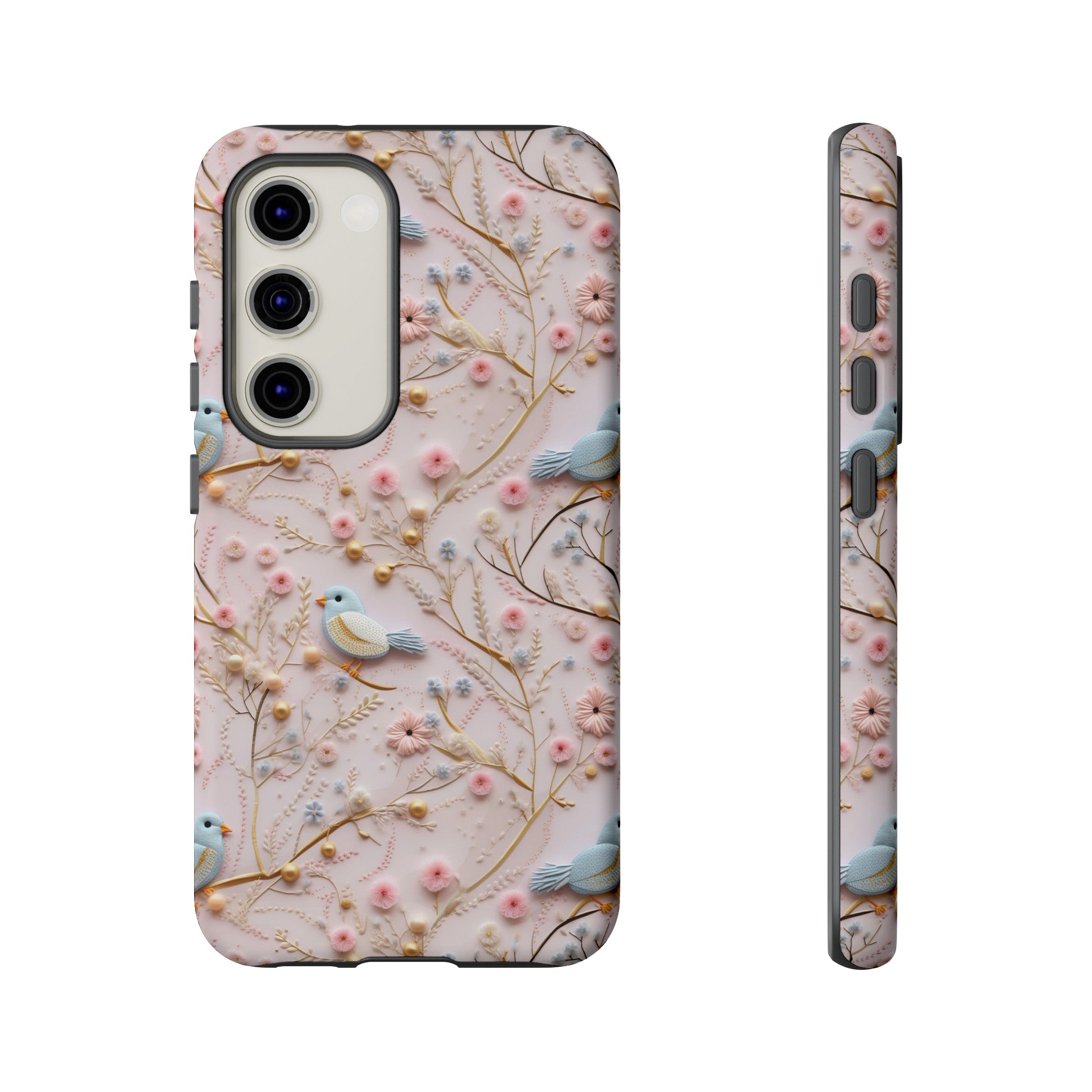 3D Birds Elegant Faux Flowers Phone Case Stylish & Durable for iPhone Samsung Gift iPhone 15, 14, 13 Samsung Pixel Gift for Mom Accessory Gift for Her