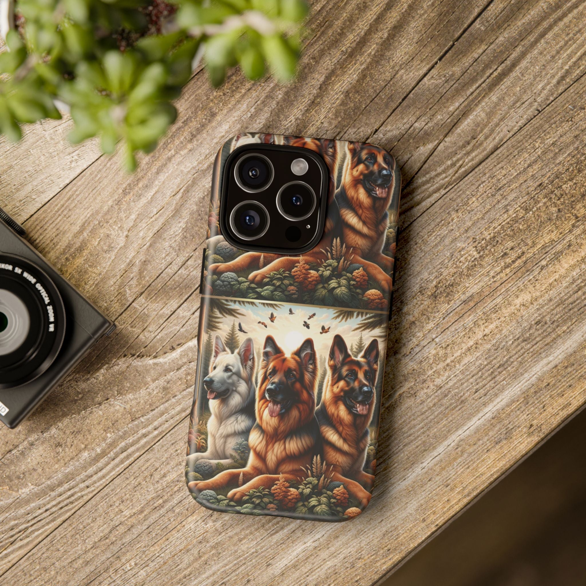 German Shepherd Phone Tough Case Floral Elegant Durable Dog Lover Devices iPhone 15, Samsung iPhone Samsung Accessory Gift for Her