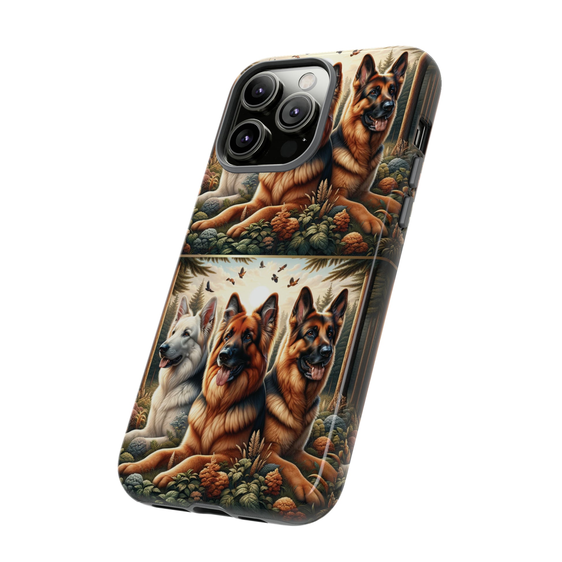 German Shepherd Phone Tough Case Floral Elegant Durable Dog Lover Devices iPhone 15, Samsung iPhone Samsung Accessory Gift for Her.