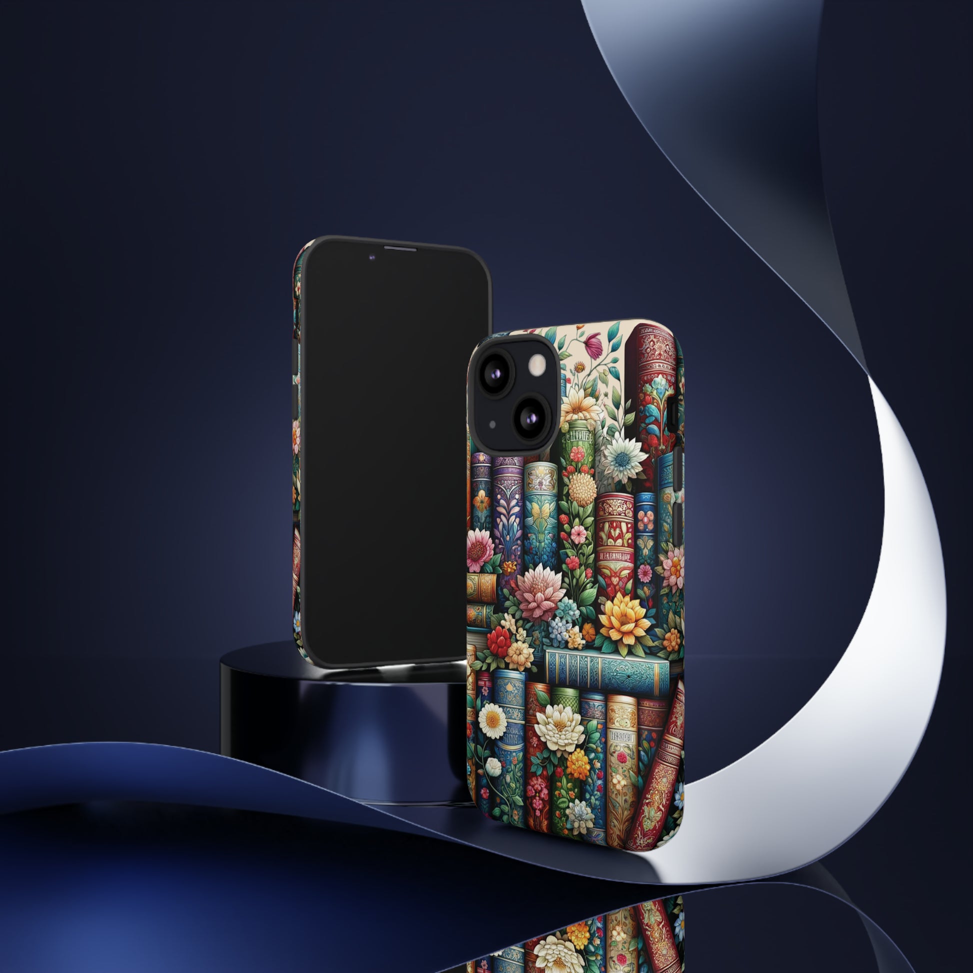 Books and Floral Boho Luxury Phone Tough Case Floral Elegant Durable Stylish for Modern Devices iPhone 15, Samsung iPhone Samsung Accessory Gift for Her.