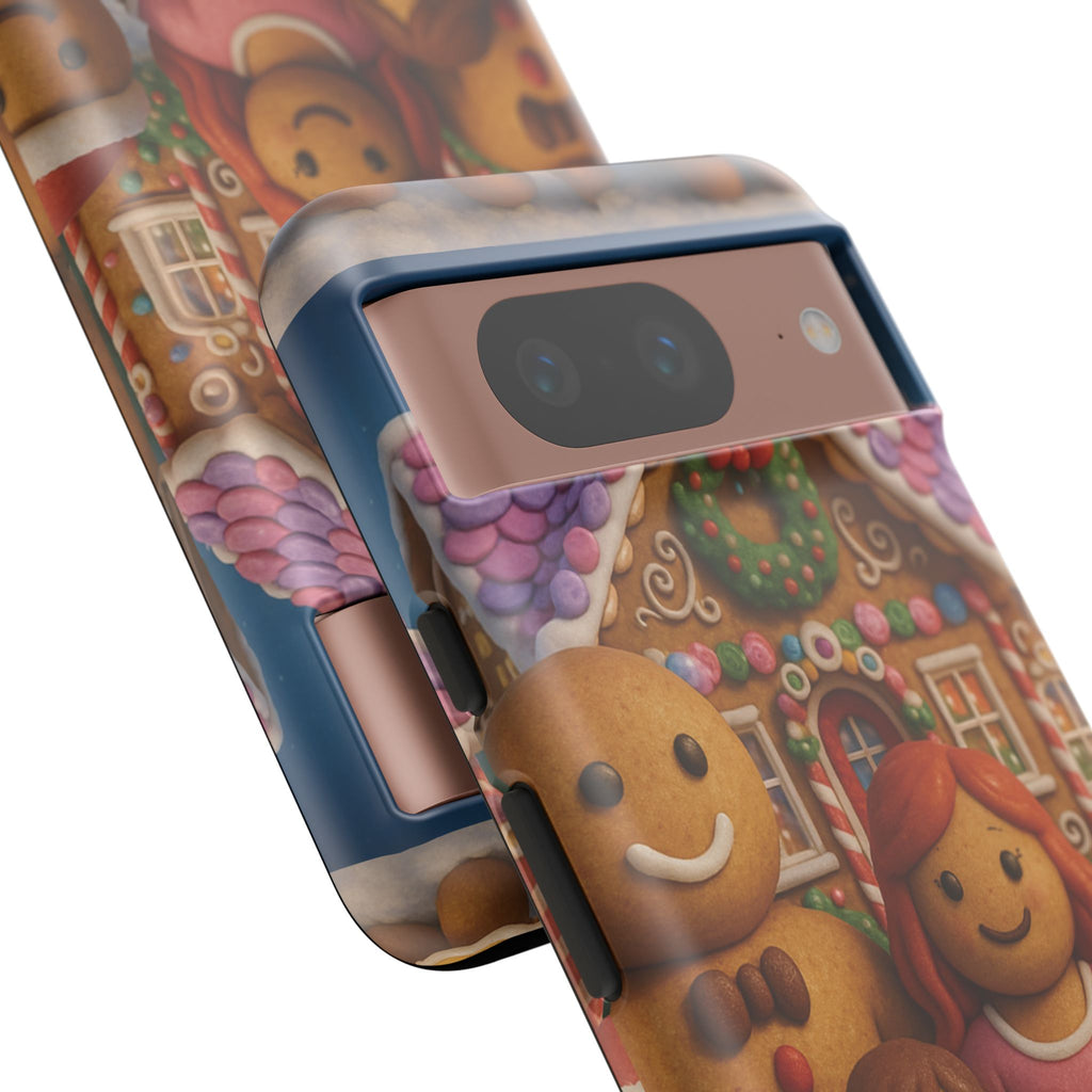 Coque de téléphone esthétique Famille en Pain d'Épices – Design d'inspiration vintage sur le thème de Noël – Étui stylé pour modèles iPhone et Samsung Galaxy