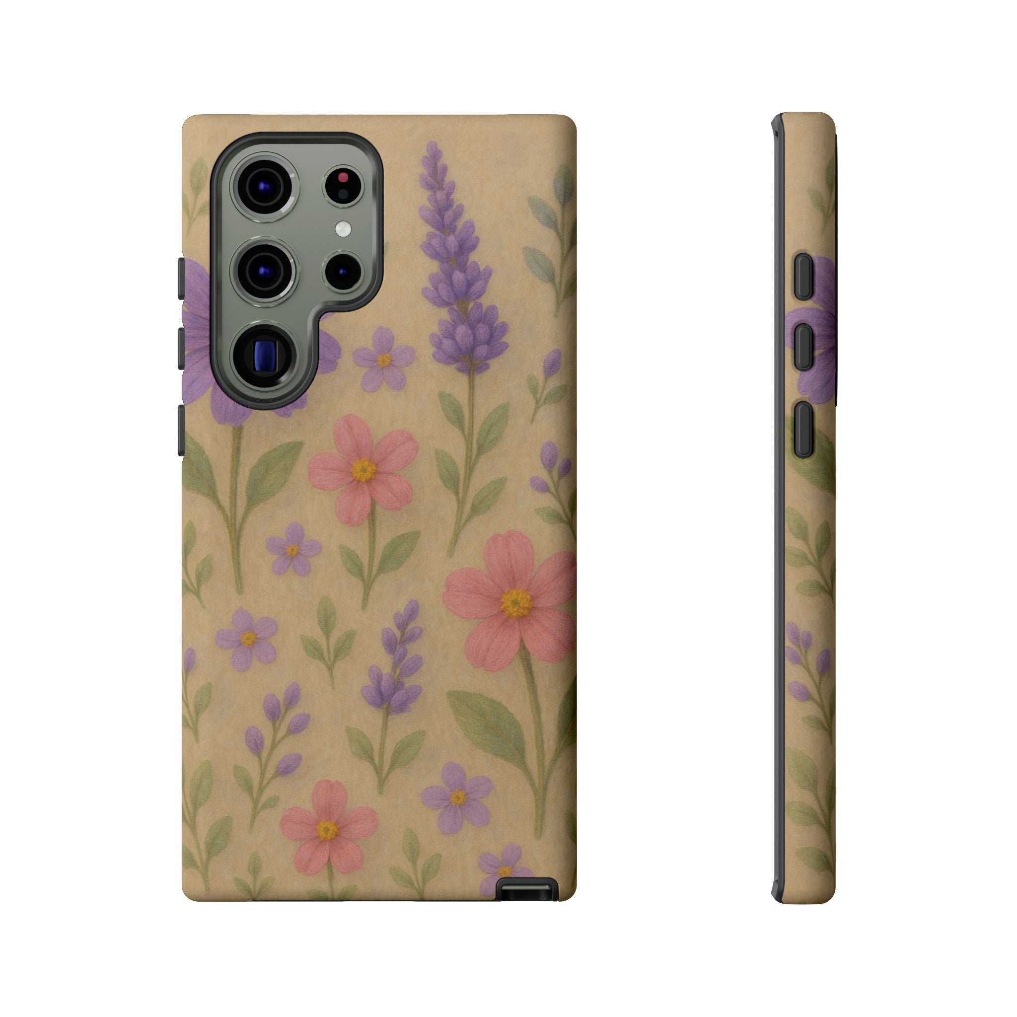 3D Illusion Wildflower Phone Case Cute Pastel Floral Design in Lavender, Pink, Mint Green – Aesthetic Protective Case for iPhone and  Android