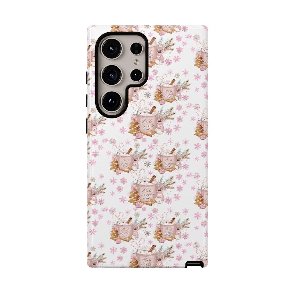Baby it's Cold Outside Pink and White Phone Case Unique Holiday Protection for Your Device | Stylish & Durable Cover Gift for Her Phone 15, Samsung iPhone Samsung Accessory Gift for Her