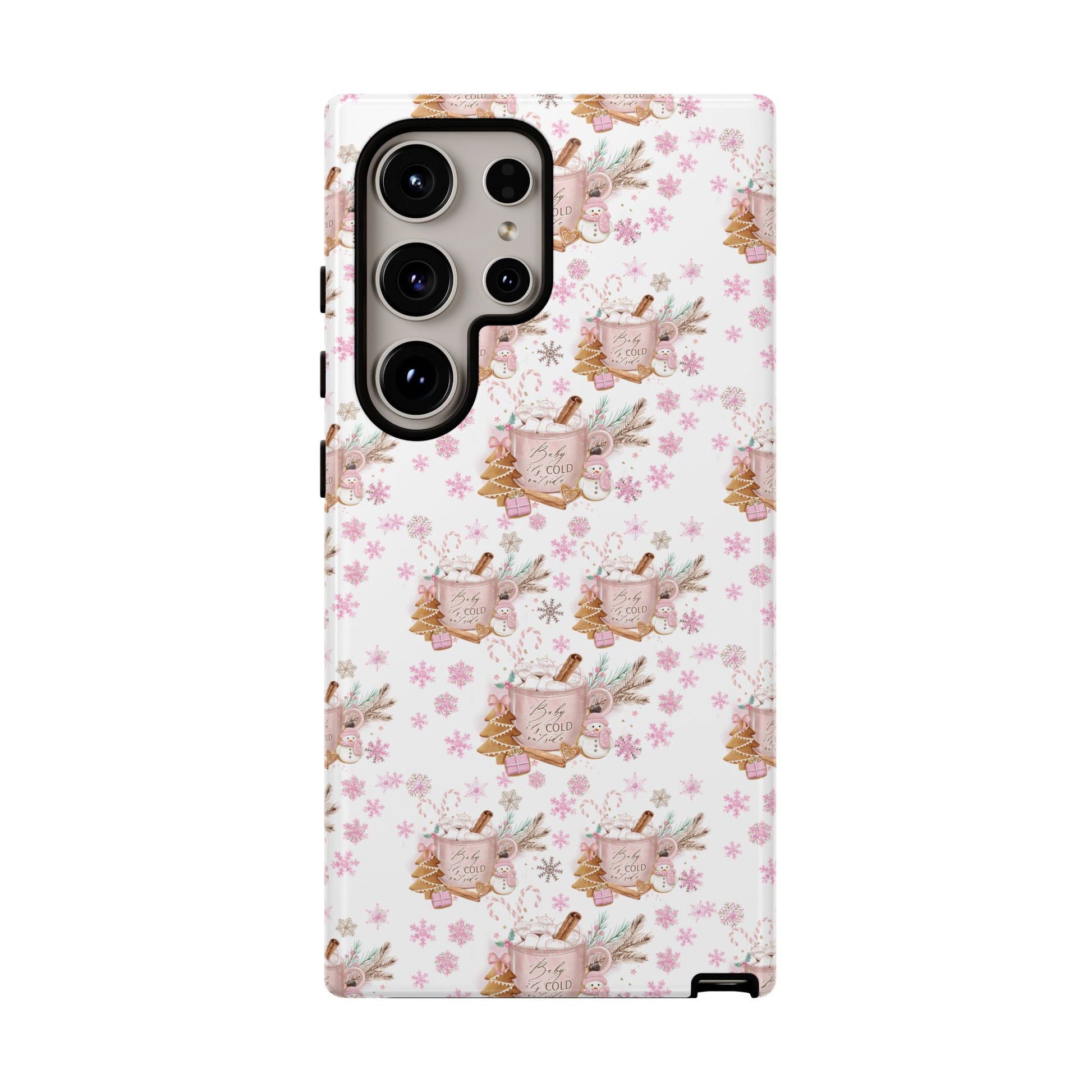Baby it's Cold Outside Pink and White Phone Case Unique Holiday Protection for Your Device | Stylish & Durable Cover Gift for Her Phone 15, Samsung iPhone Samsung Accessory Gift for Her