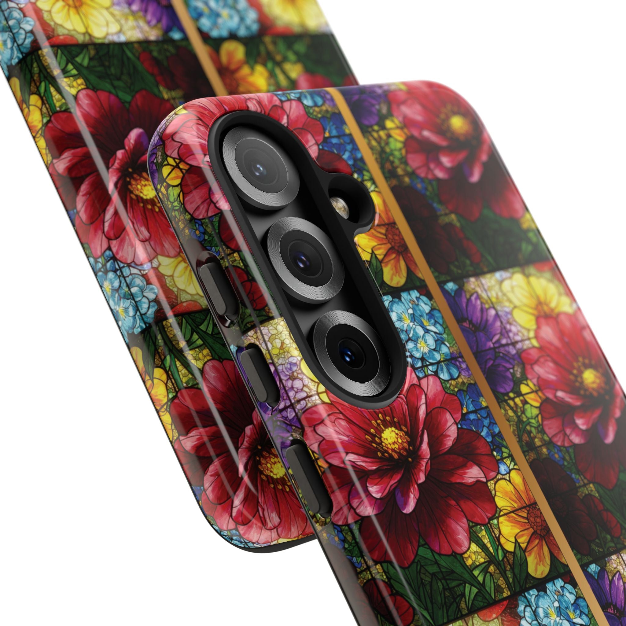 Stained Glass Illusion Floral Phone Case  3D Colorful Flower Design, Protective Christian Gift, Fits iPhone, Samsung, Google Pixel