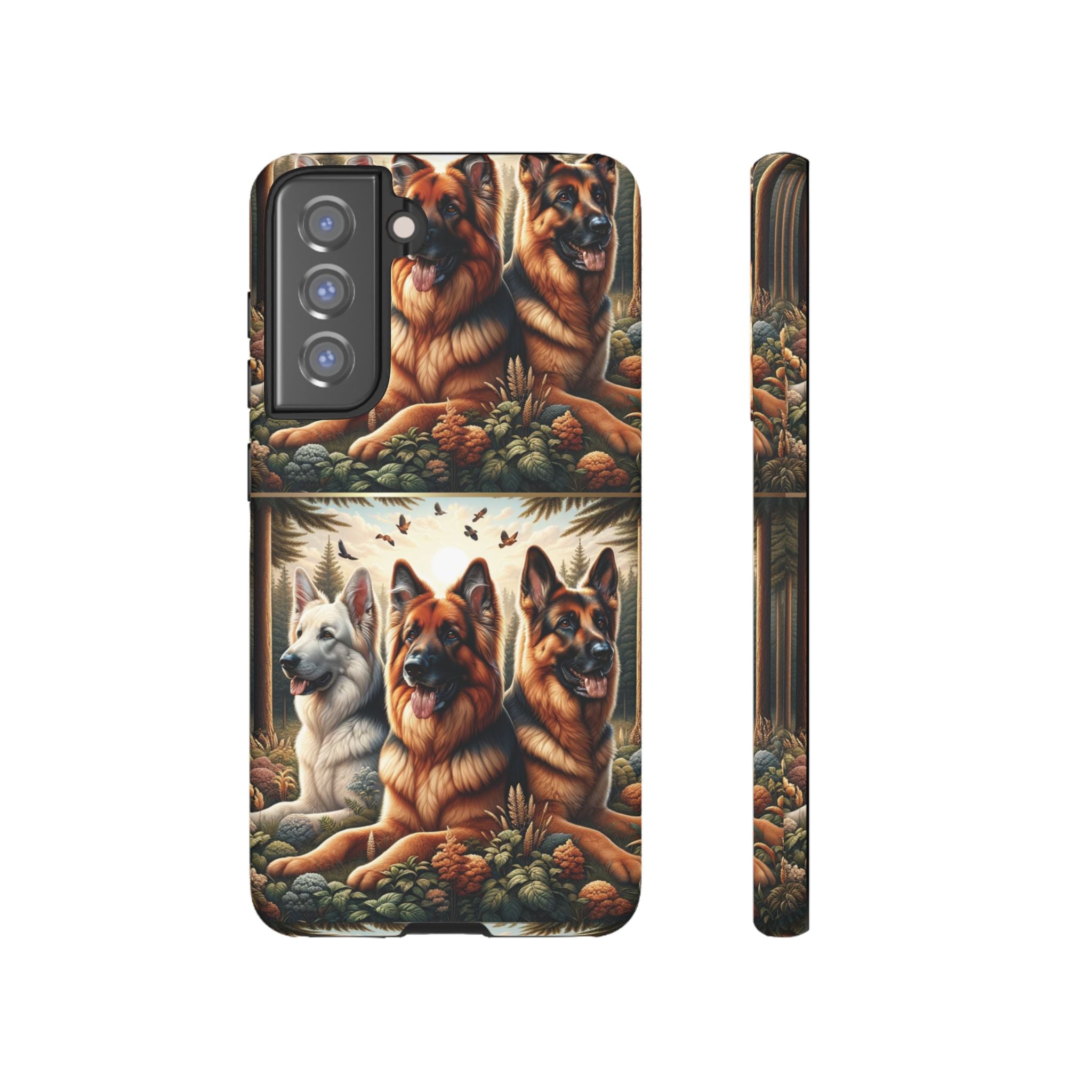 German Shepherd Phone Tough Case Floral Elegant Durable Dog Lover Devices iPhone 15, Samsung iPhone Samsung Accessory Gift for Her