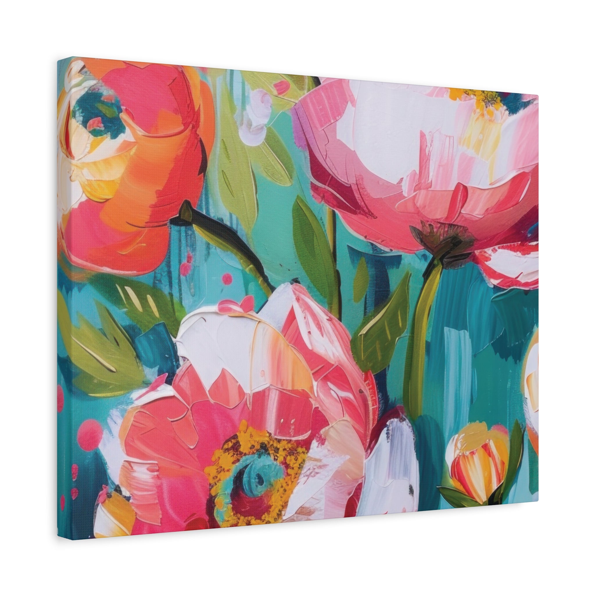 Unique Boho Floral Wall Art Matte Canvas Stretched, Vibrant Botanical Design, Perfect for Living Room, Bedroom, or Office Decor, Adds a Stylish Touch to Any Space - MRSBYVALLE