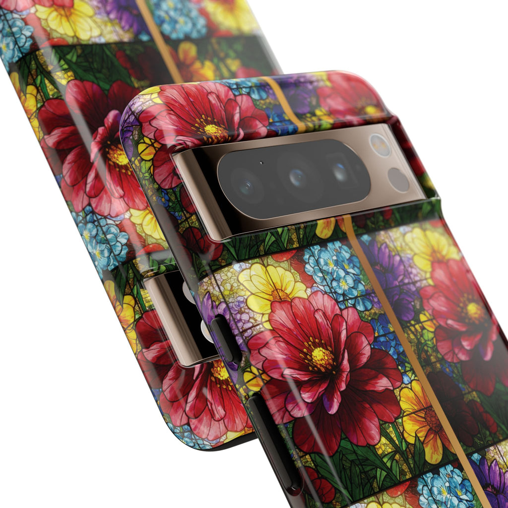 Stained Glass Illusion Floral Phone Case  3D Colorful Flower Design, Protective Christian Gift, Fits iPhone, Samsung, Google Pixel