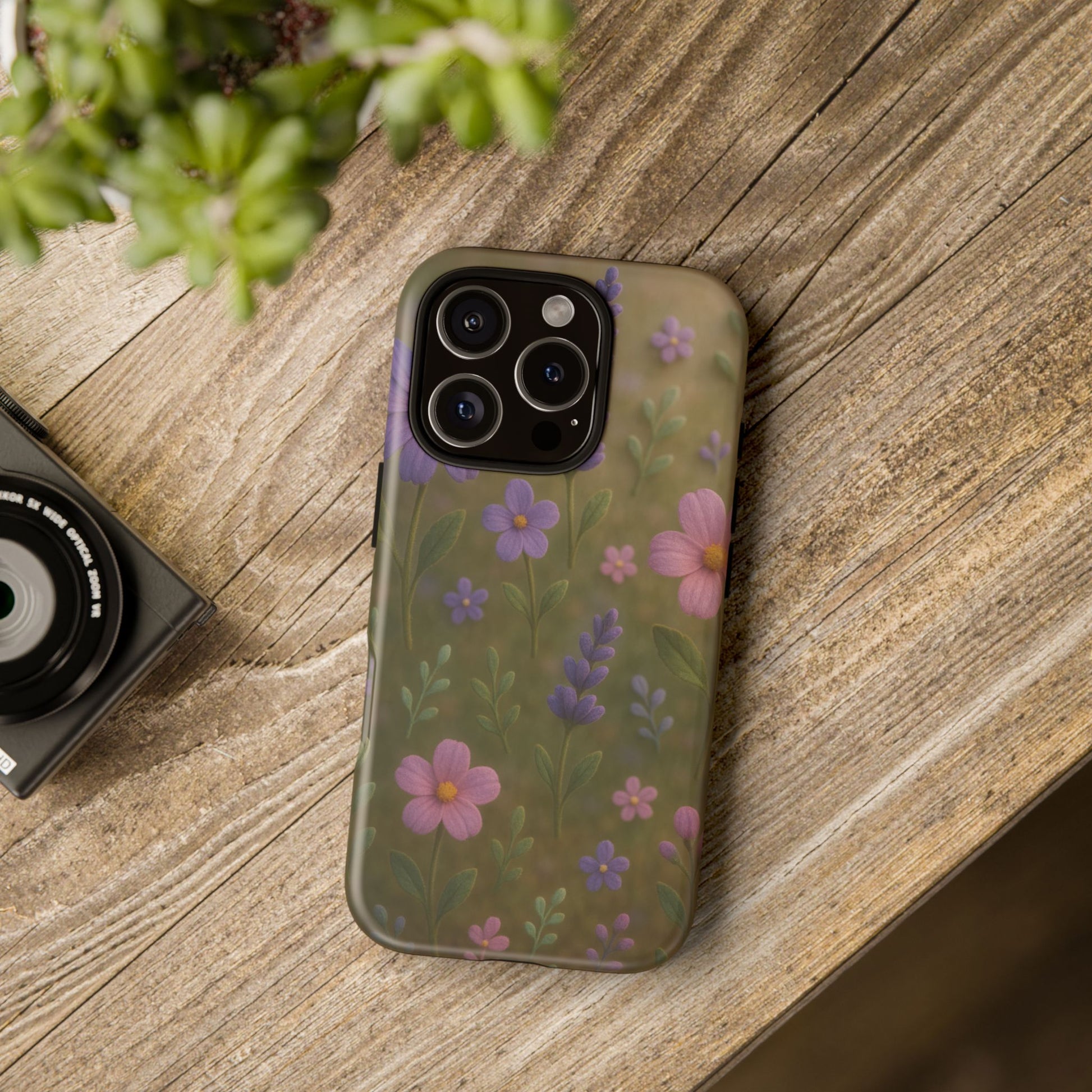 Pastel Flowers 3D Illusion Wildflower Phone Case Cute Pastel Floral Design in Lavender, Pink, Mint Green Aesthetic Protective Case for iPhone and  Android