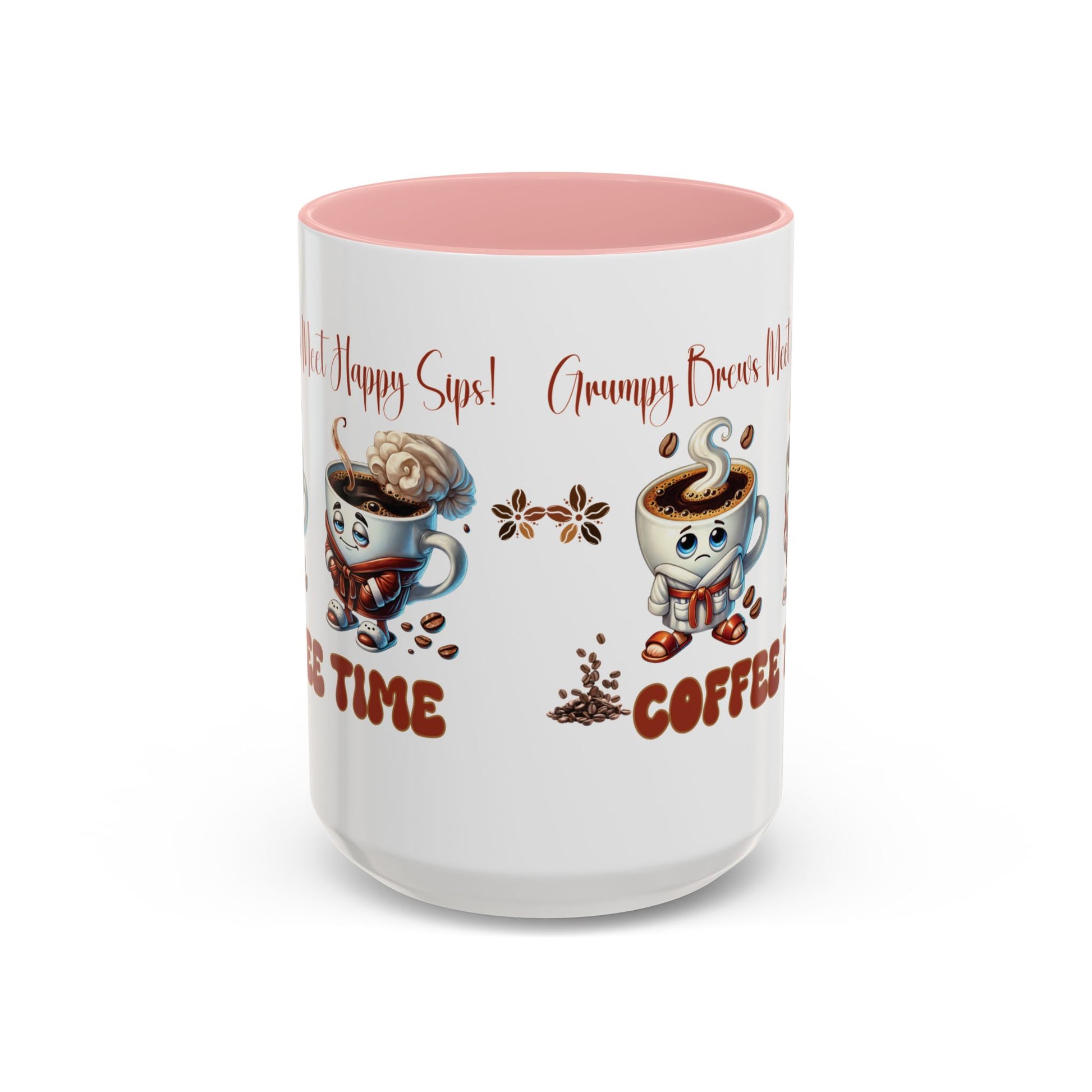 Grumpy Brews Meet Happy Sips Ceramic Mug - Funny Coffee Cup, Cute Tea Mug, Sarcastic Drinkware, Unique Gift, Kitchen Decor Accent Coffee Mug (11, 15oz) - MRSBYVALLE
