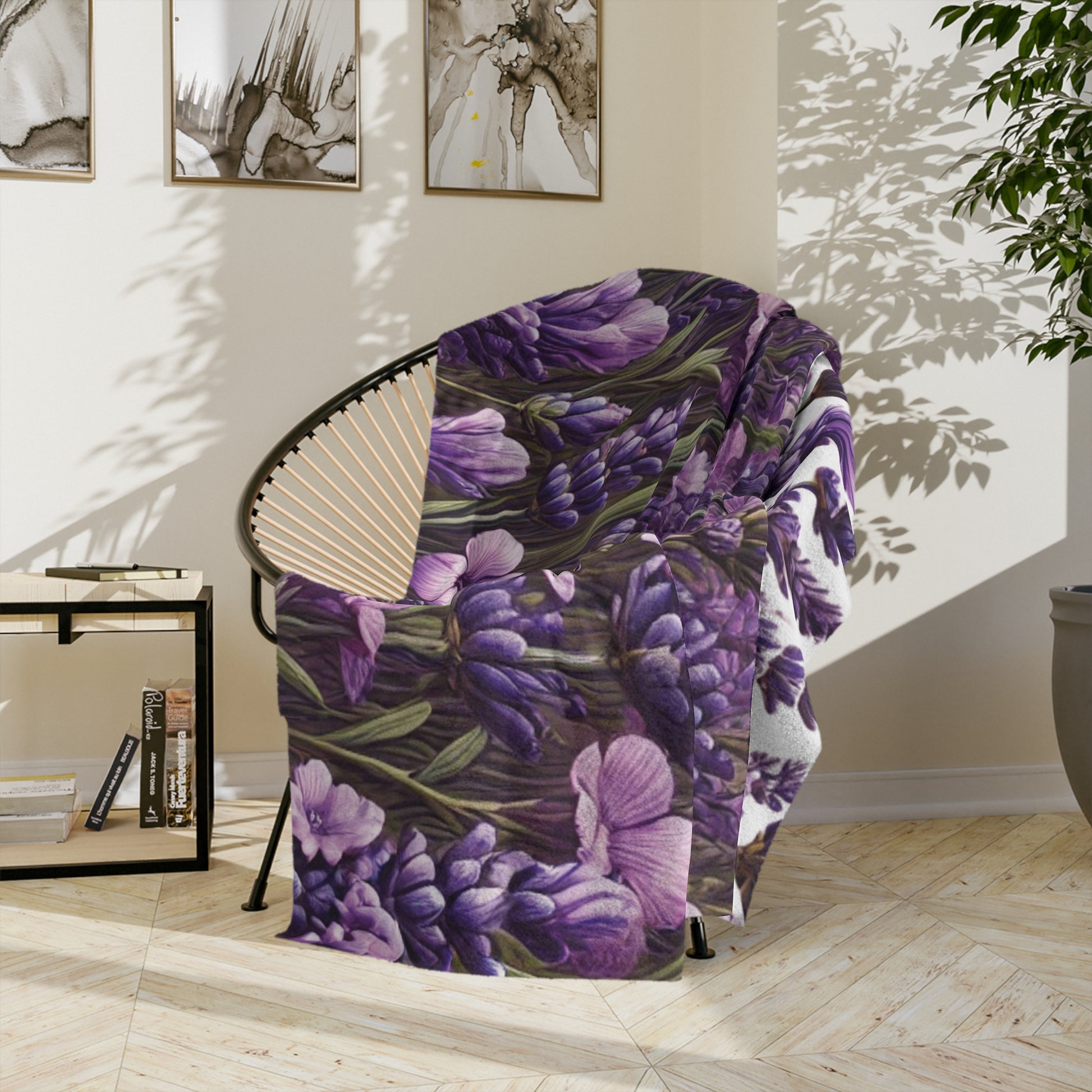 Wildflowers Lavender Bright Colors Minky Blanket Throw Ultra-Soft Minky Blanket Cozy Comfort Blanket Elegant Home Decor Plush Microfiber for Maximum Comfort Blanket, Perfect for Snuggling Decor, Cozy All-Season Warmth, Housewarming Gift Throw