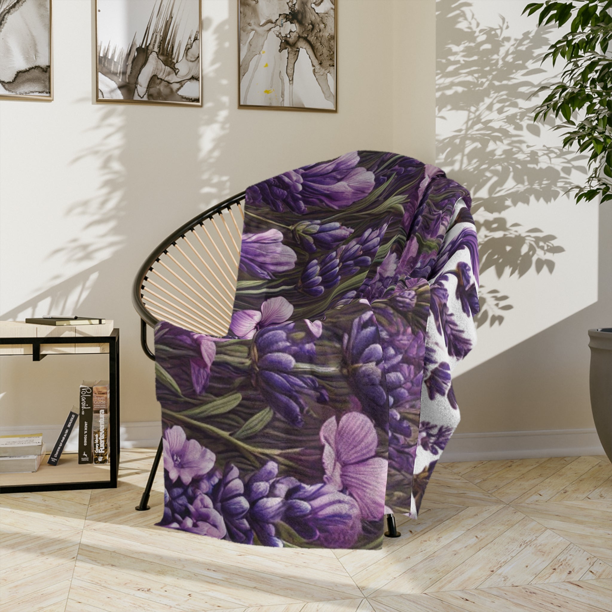 Wildflowers Lavender Bright Colors Minky Blanket Throw Ultra-Soft Minky Blanket Cozy Comfort Blanket Elegant Home Decor Plush Microfiber for Maximum Comfort Blanket, Perfect for Snuggling Decor, Cozy All-Season Warmth, Housewarming Gift Throw