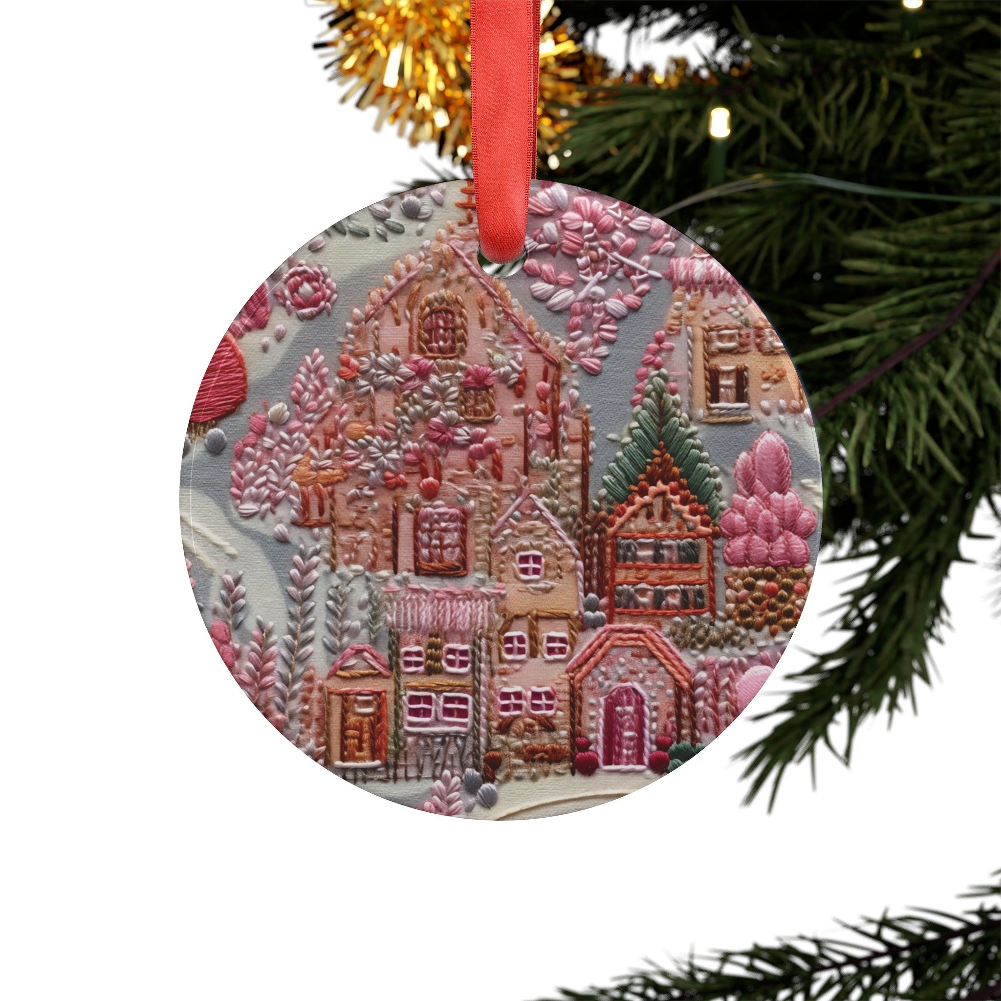 3D Illusion Pink Christmas Acrylic Ornament with Ribbon Perfect Holiday Decoration and Gift Durable Holiday Keepsake | Charming Winter Design | Ideal for Tree Trimming and Gift Giving - MRSBYVALLE