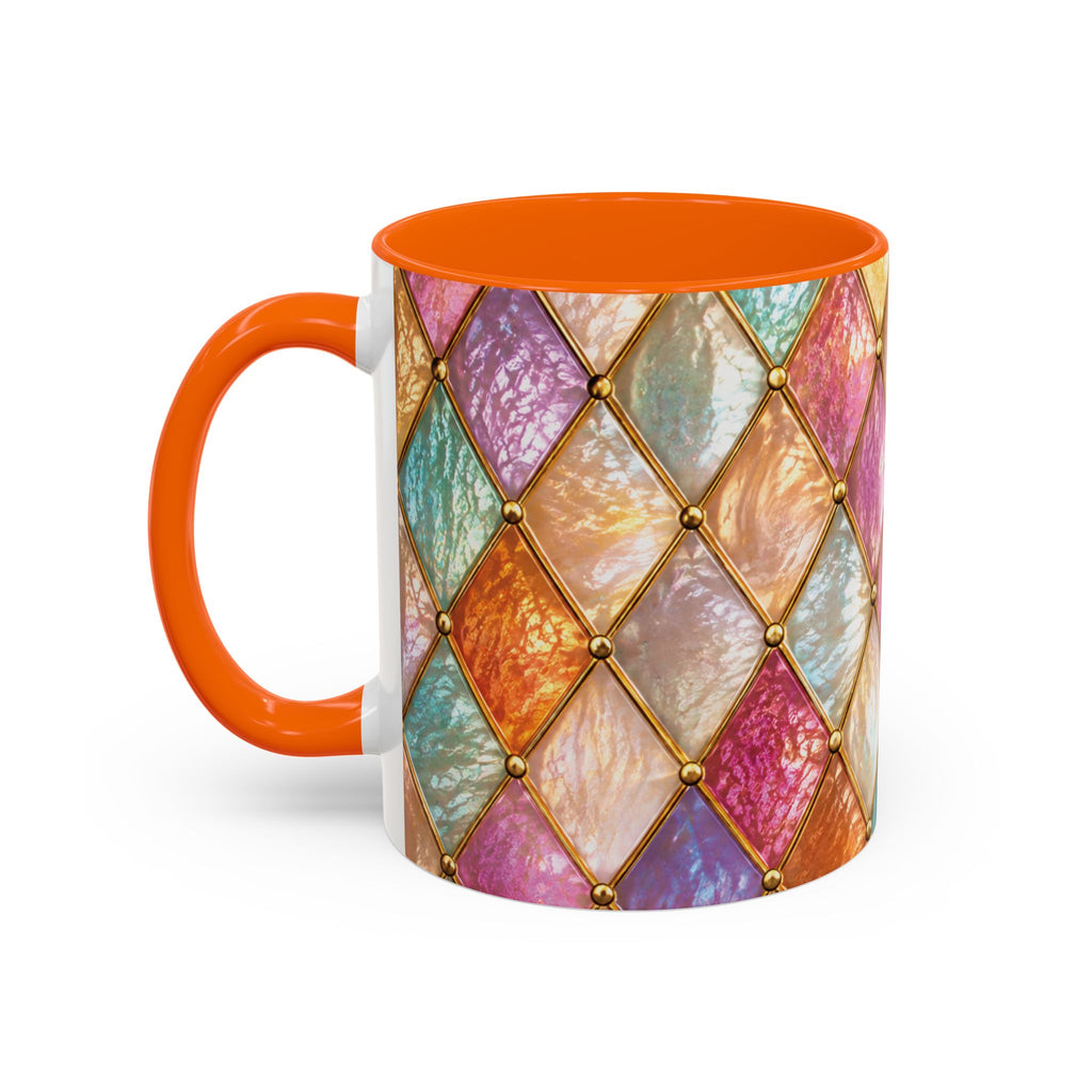 Colorful Jewel-Quilt Accent Coffee Mug — Vibrant Stained-Glass Pattern (11/15oz) Gift for her