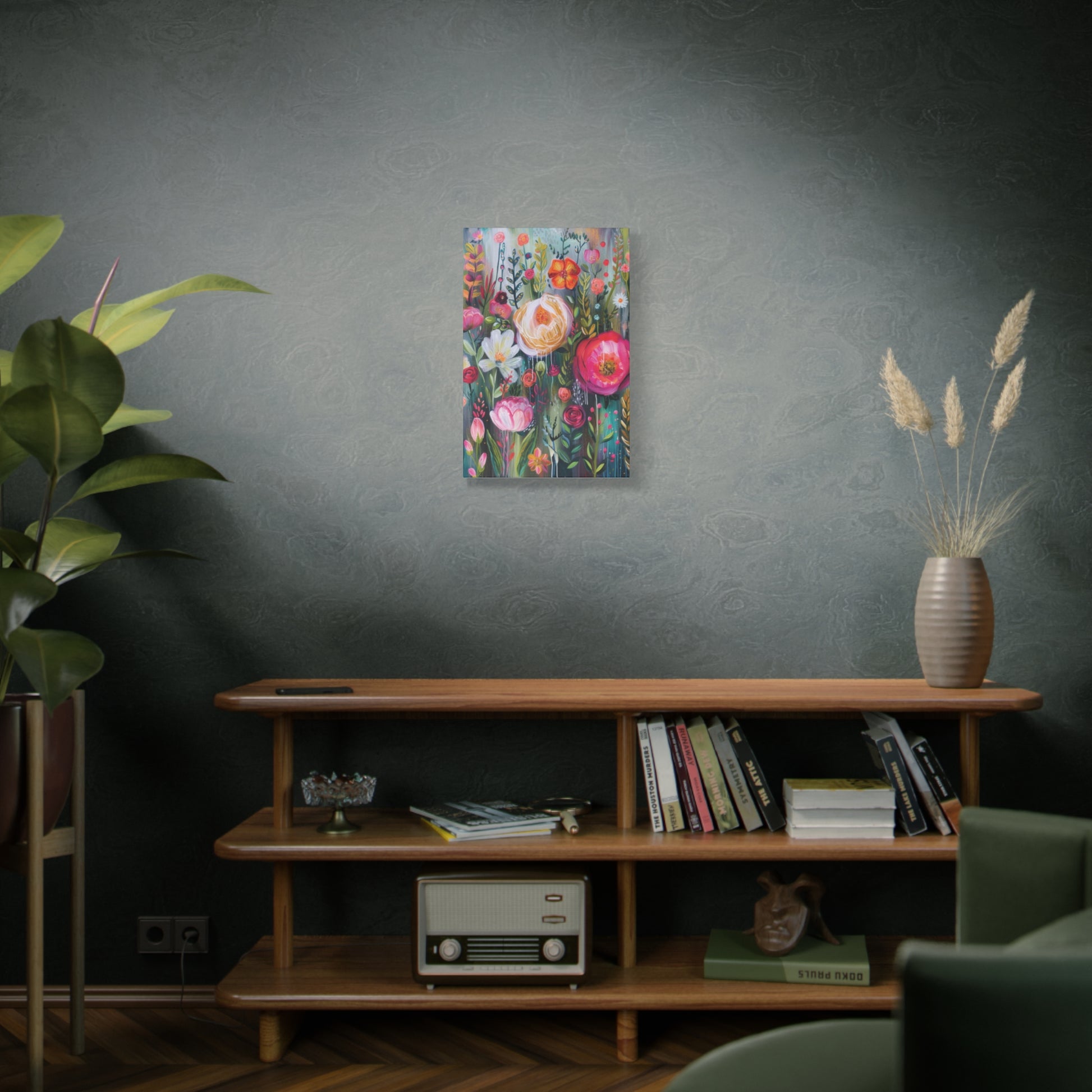 Watercolor Boho Floral Wall Art Matte Canvas Stretched, Vibrant Botanical Design, Perfect for Living Room, Bedroom, or Office Decor, Adds a Stylish Touch to Any Space - MRSBYVALLE