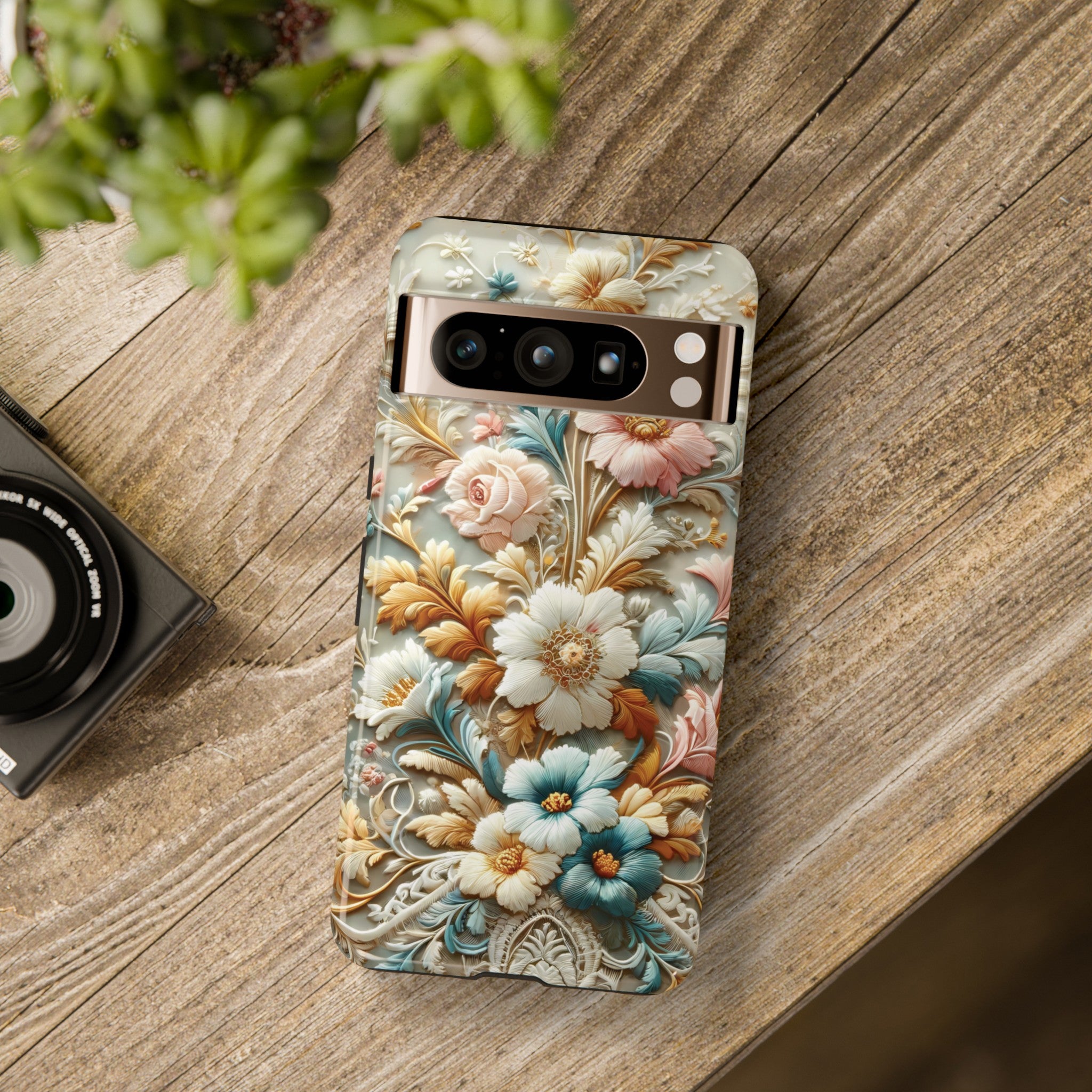 3D Elegant Faux Flowers Phone Case Stylish & Durable for iPhone Samsung Gift iPhone 15, 14, 13 Samsung Pixel Gift for Mom Accessory Gift for Her