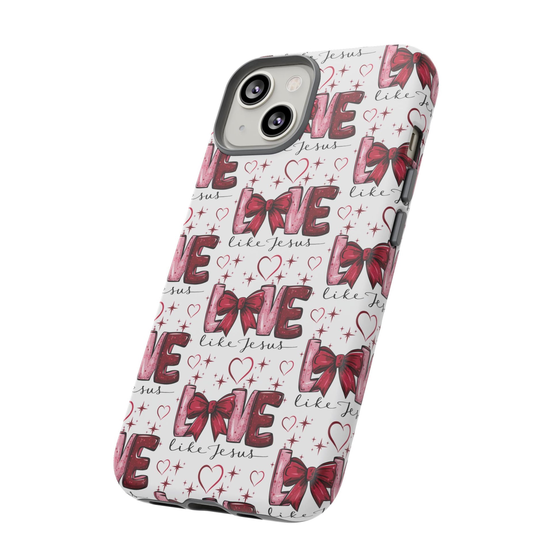 Love Like Jesus Red Bows and Hearts—Tough, Faithful Phone Cases & Religious iPhone Accessories: Protect Your Device & Show Your Faith