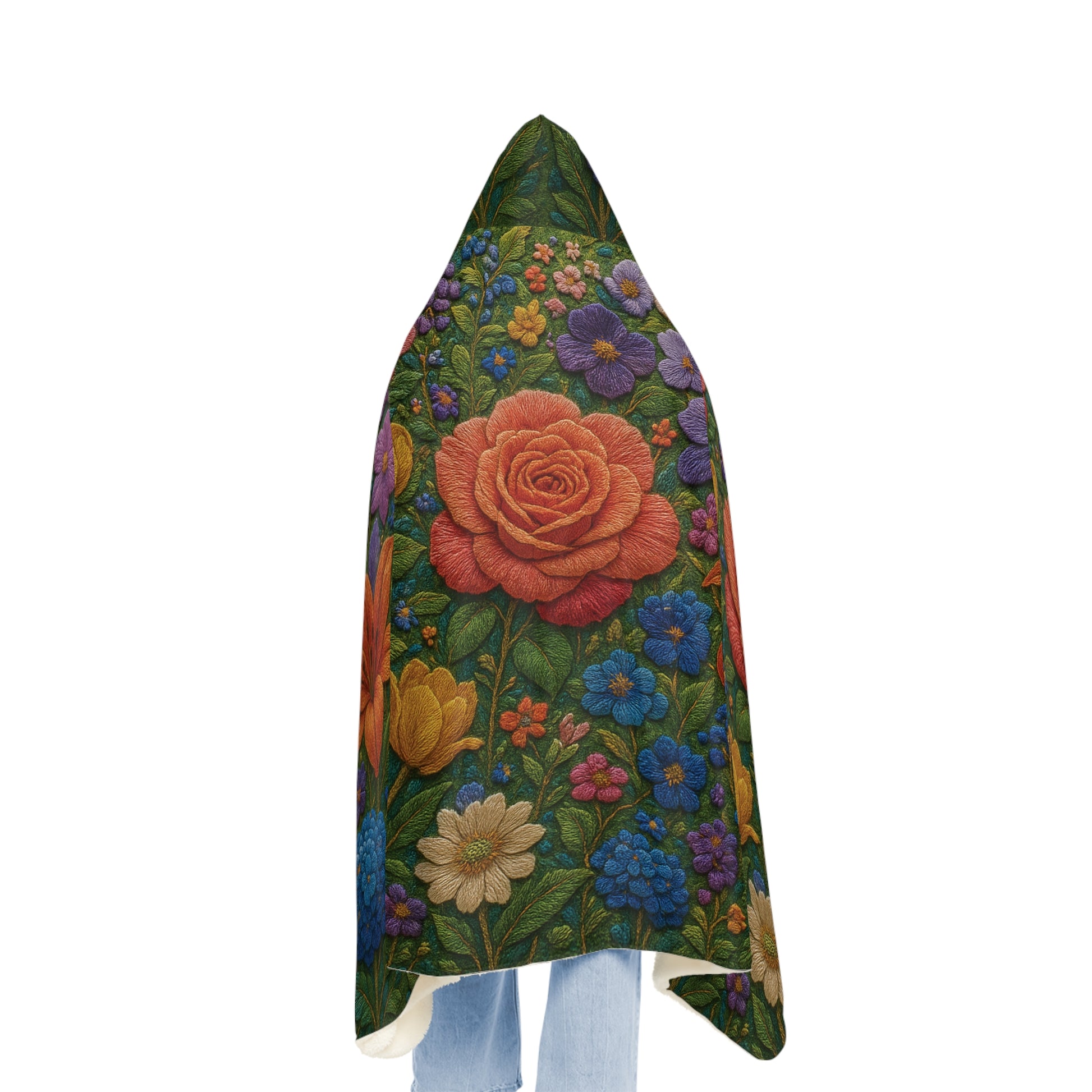 Bright 3D Illusion Flower Hooded Blanket – Ultra-Soft Wearable Throw with Vibrant Floral Art, Cozy Warm Snuggle Gift for Adults & Kids