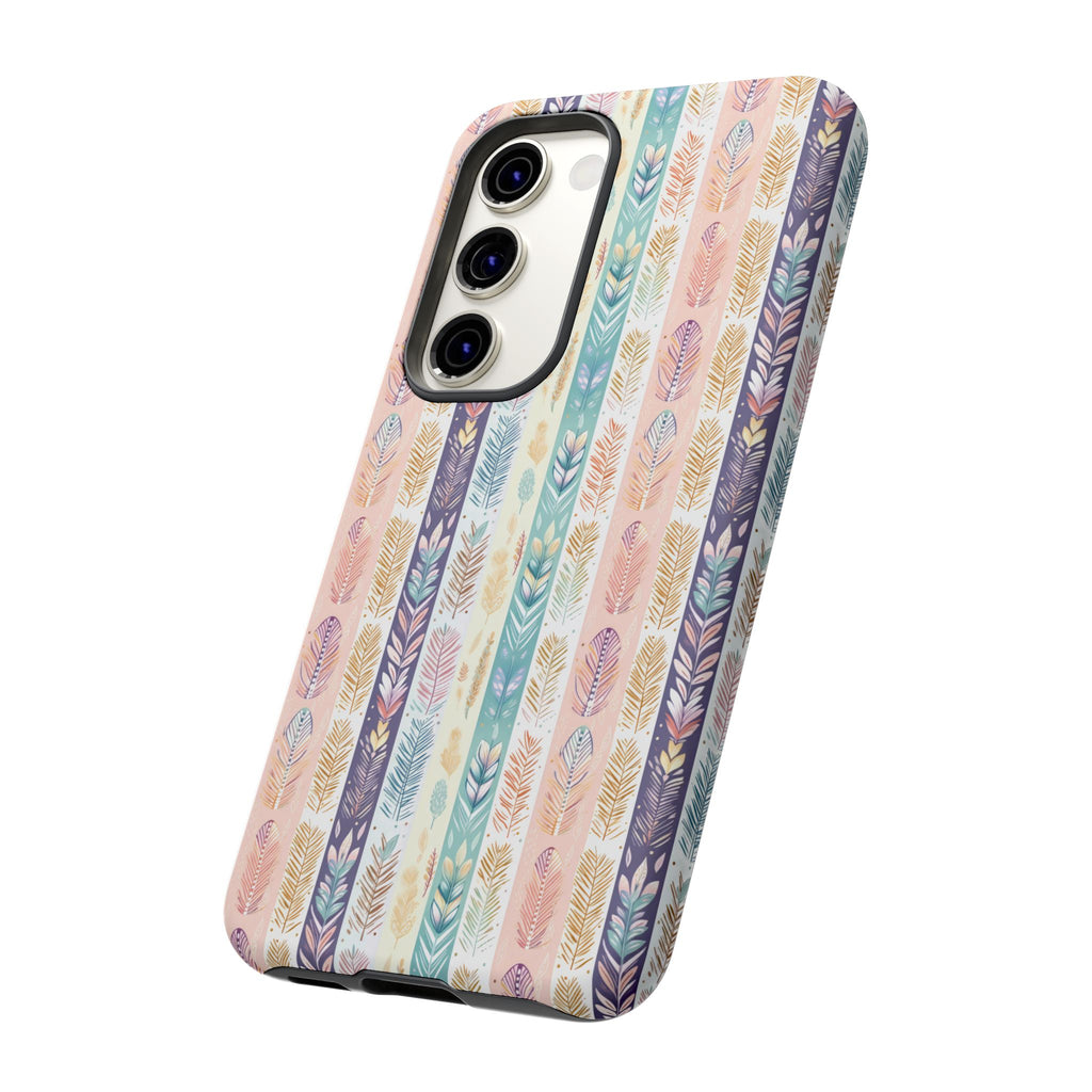 Coque de téléphone abstraite moderne aquarelle Plumes pastel bohème compatible avec iPhone, Samsung et plus - Protection élégante et durable avec un design artistique éclatant, cadeau parfait pour elle