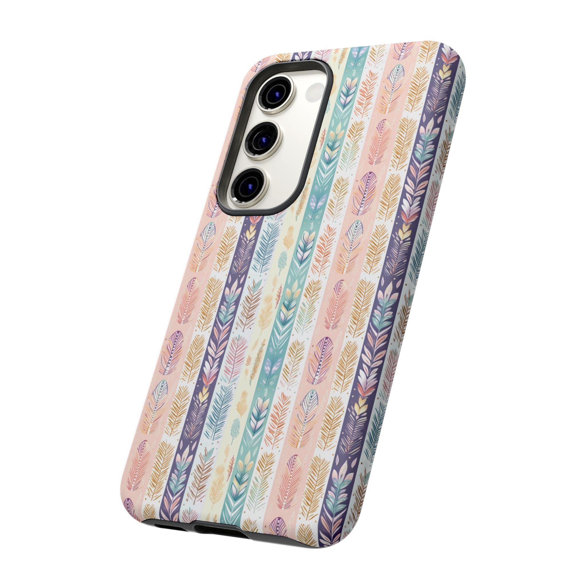 Coque de téléphone abstraite moderne aquarelle Plumes pastel bohème compatible avec iPhone, Samsung et plus - Protection élégante et durable avec un design artistique éclatant, cadeau parfait pour elle
