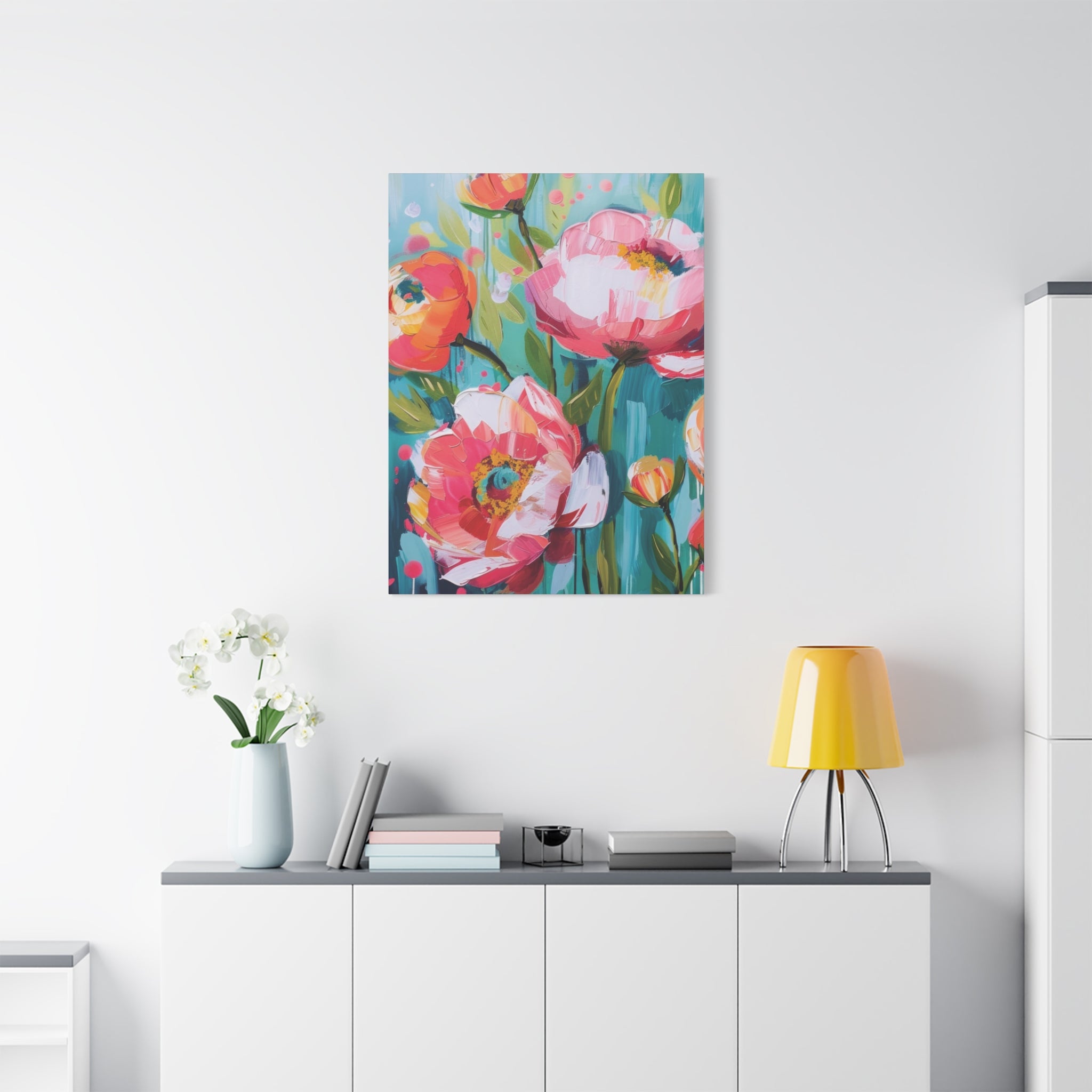 Unique Boho Floral Wall Art Matte Canvas Stretched, Vibrant Botanical Design, Perfect for Living Room, Bedroom, or Office Decor, Adds a Stylish Touch to Any Space - MRSBYVALLE