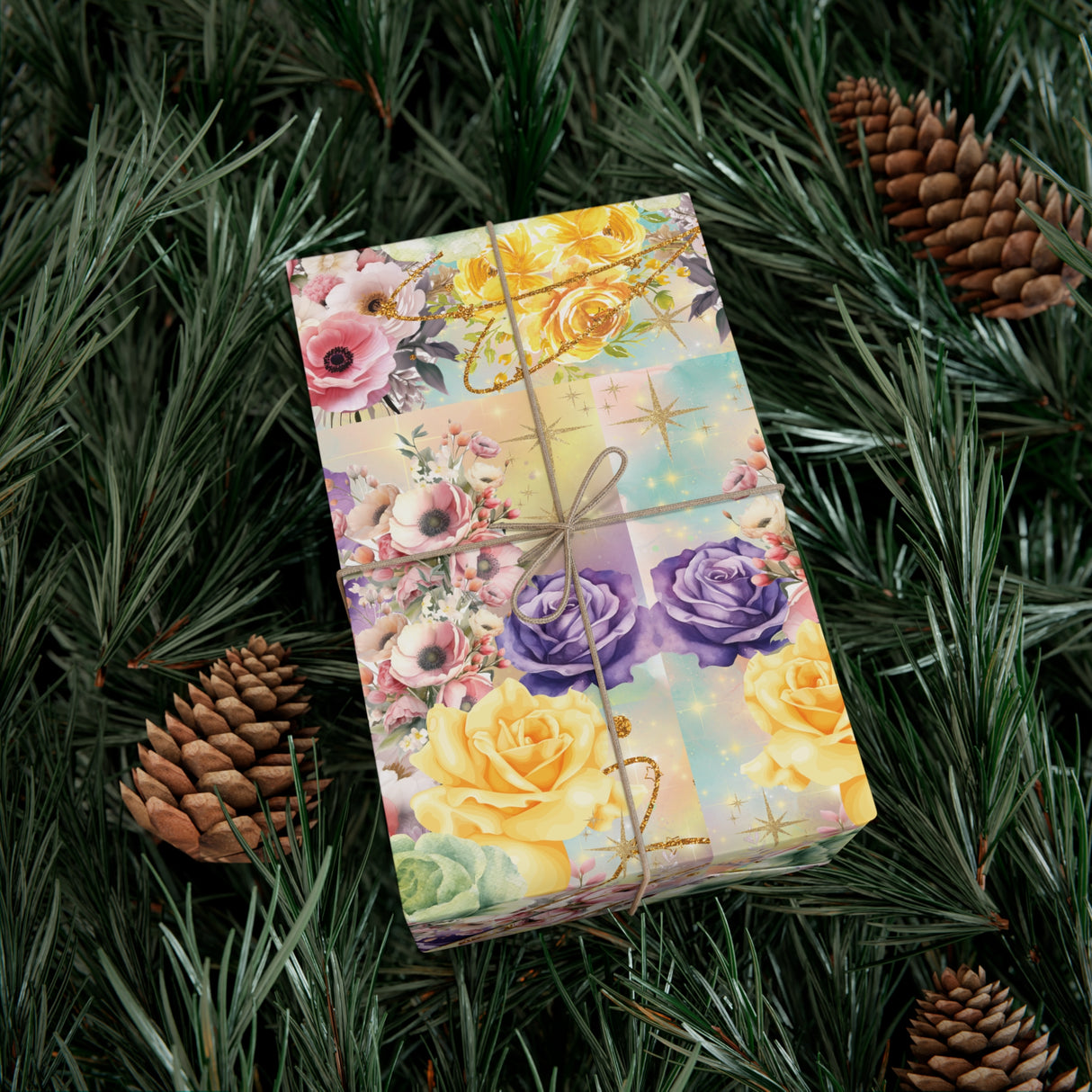 Pastel Floral Wrapping Paper | Vibrant Seasonal Blooms | Perfect for Birthdays, Special Occasions | Premium Quality Gifts Moms Weddings
