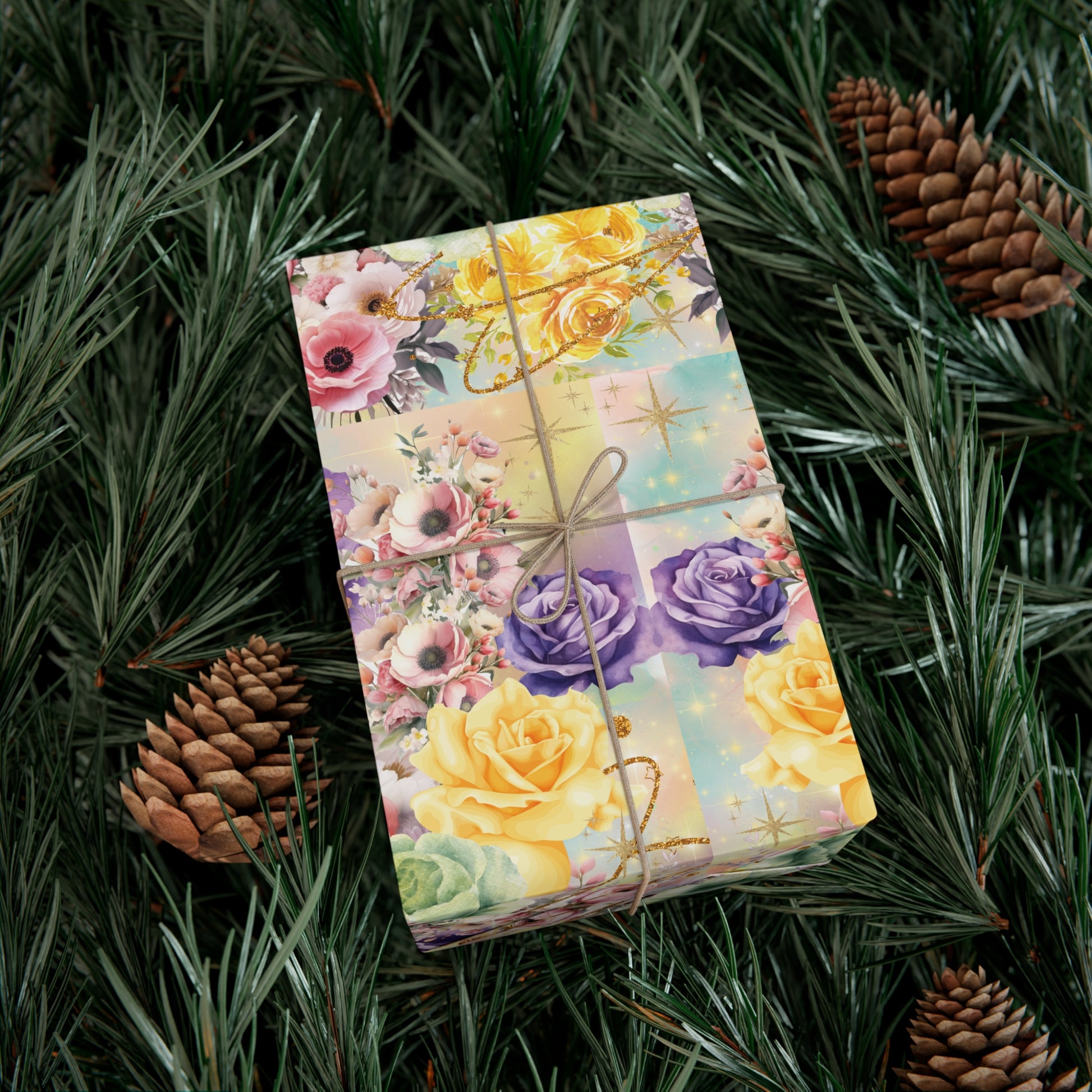 Pastel Floral Wrapping Paper | Vibrant Seasonal Blooms | Perfect for Birthdays, Special Occasions | Premium Quality Gifts Moms Weddings