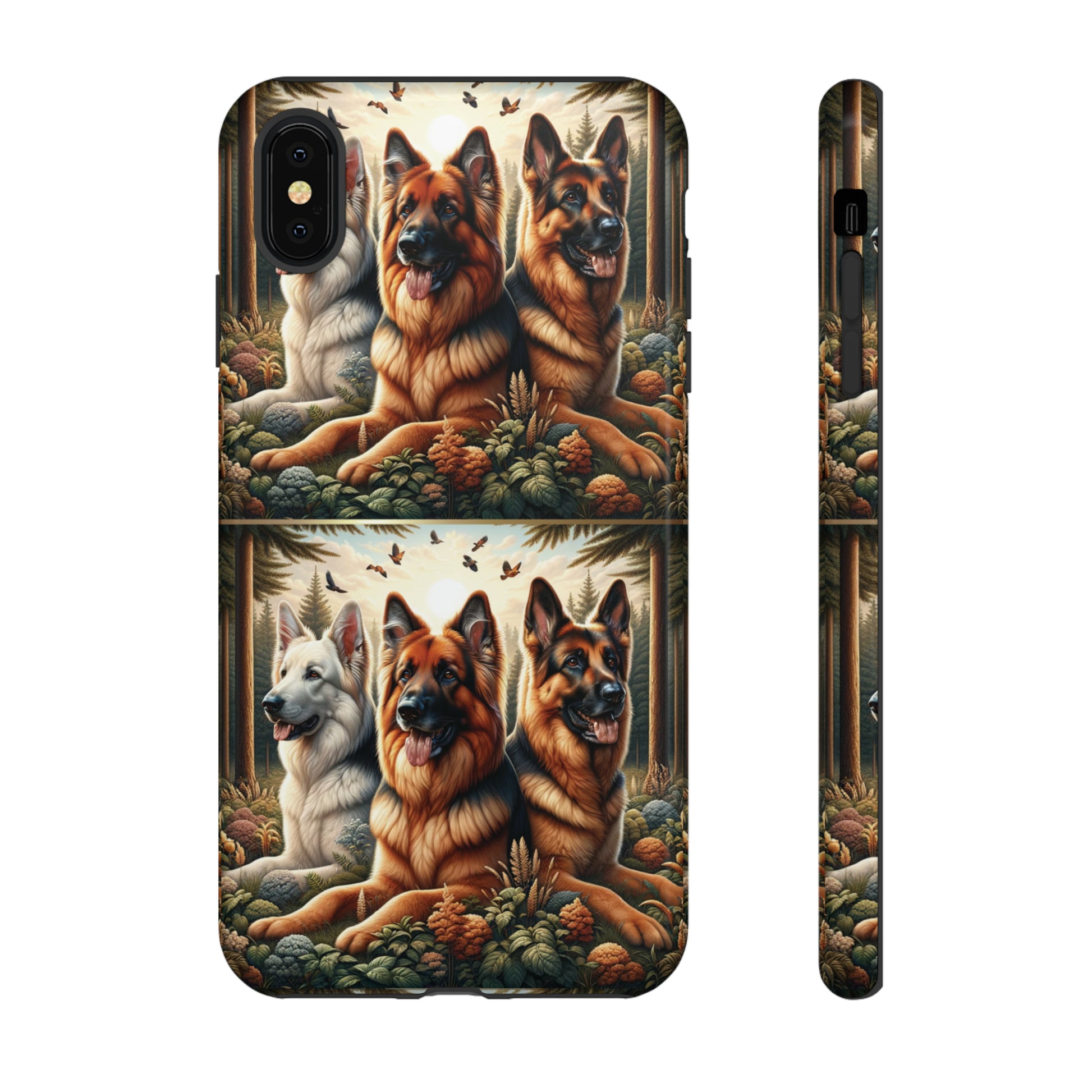 German Shepherd Phone Tough Case Floral Elegant Durable Dog Lover Devices iPhone 15, Samsung iPhone Samsung Accessory Gift for Her.