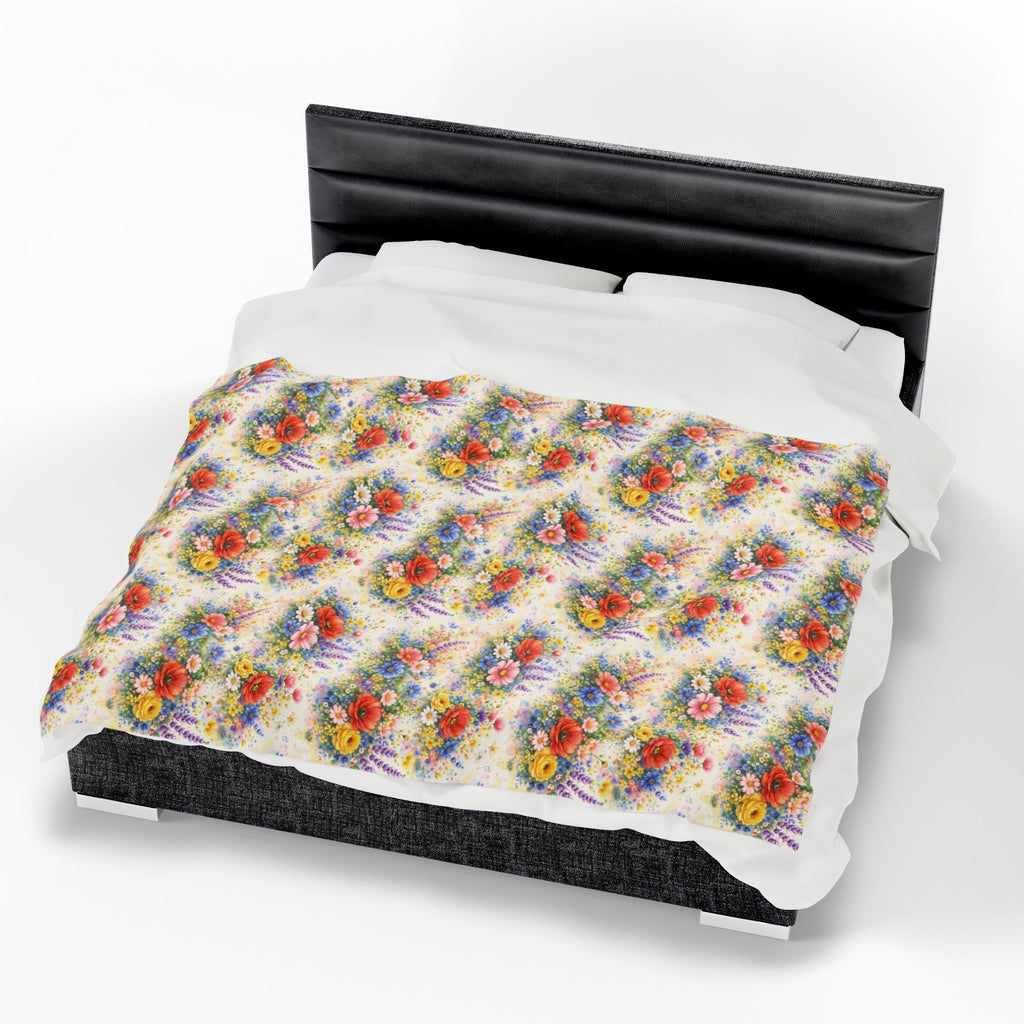 Plaid en peluche de fleurs sauvages à l'aquarelle — Jeté douillet floral