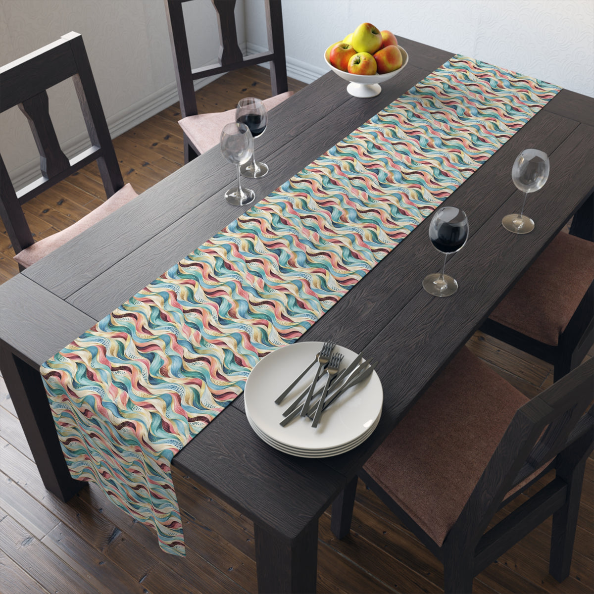 Retro Pastel Wave Table Runner