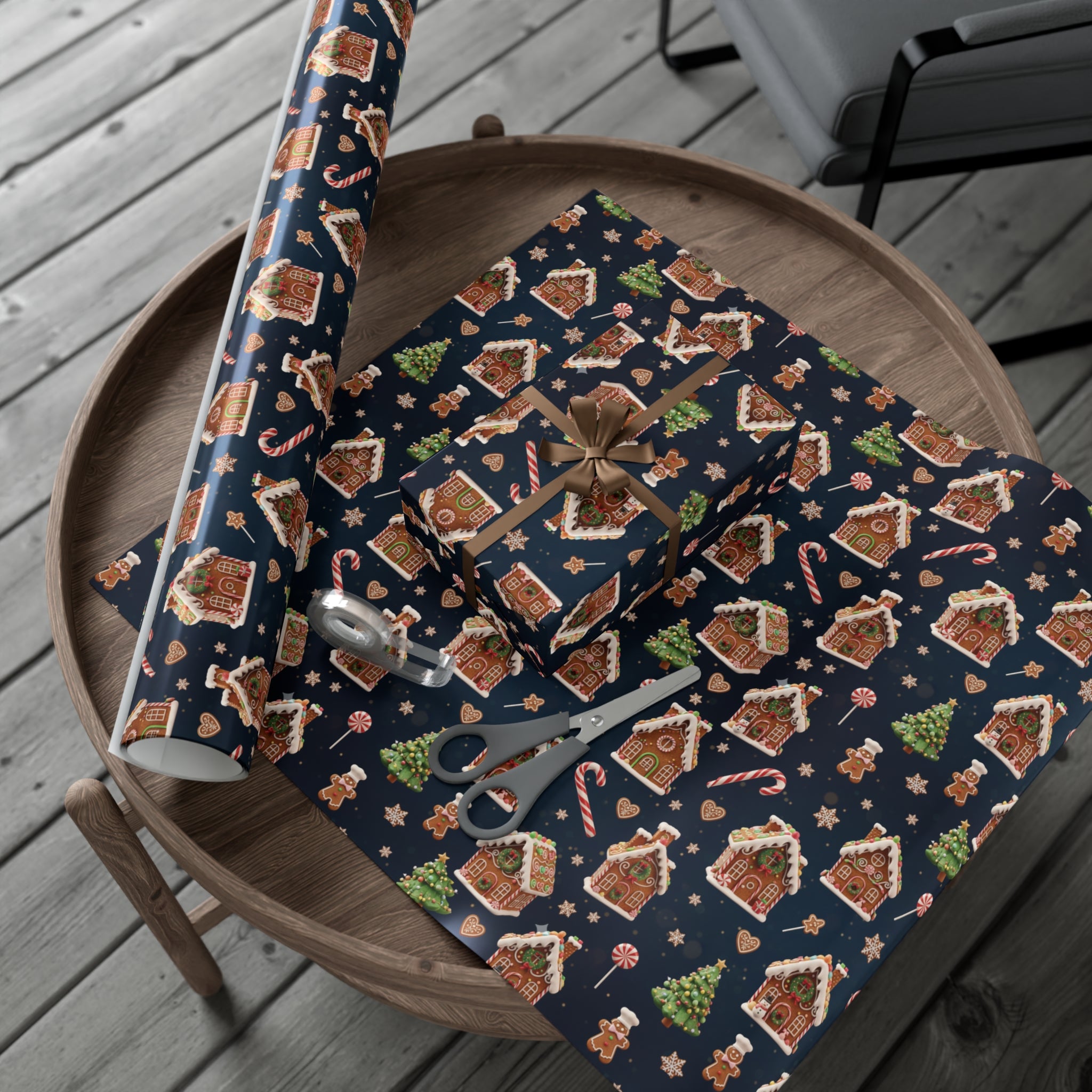 Vintage 3D Gingerbread House Christmas Wrapping Paper | Elegant  Holiday Gift Wrap3 Size Options Available Gift Mom