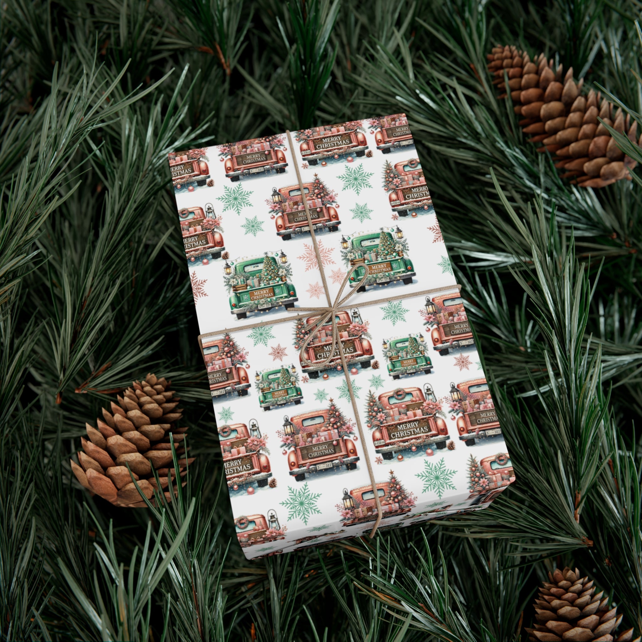 Charming Pink & Mint Green Christmas Pickup Gift Wrap Paper – Festive and Unique Holiday Wrapping, Perfect for Adding a Playful Touch to Your Gifts - MRSBYVALLE