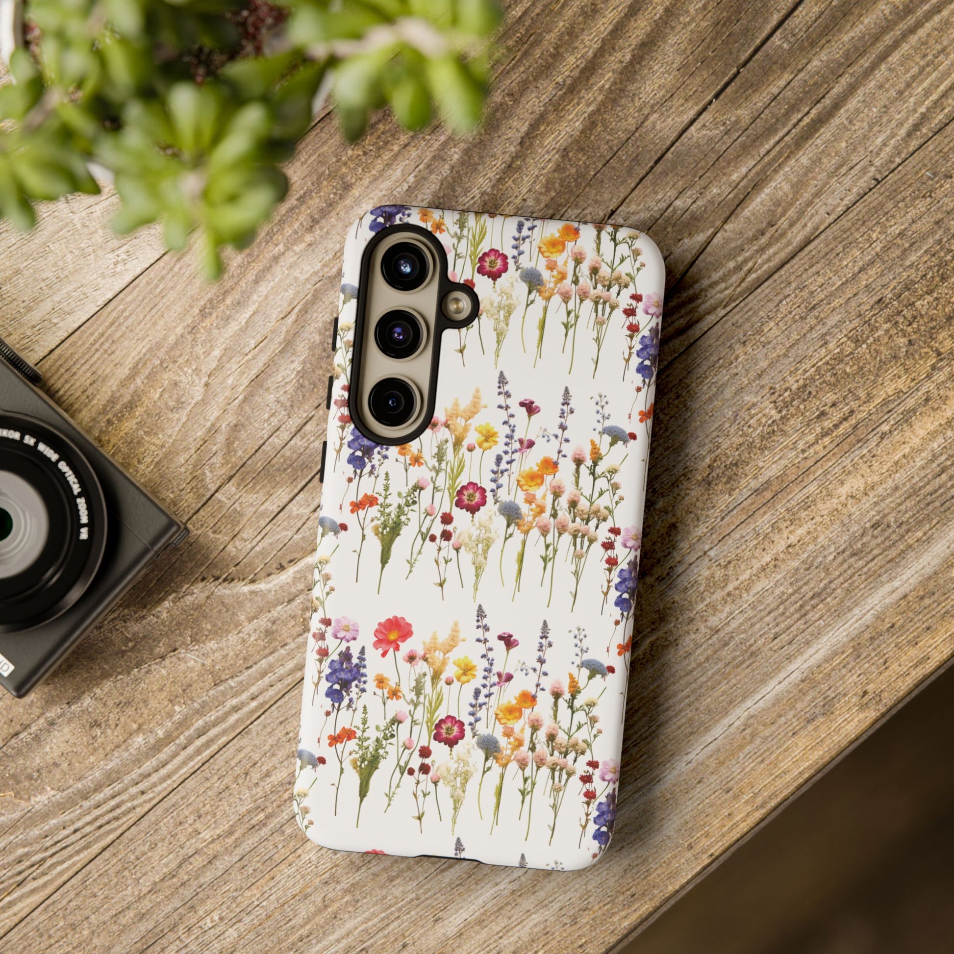 White Best Phone Case Press Flowers Floral 3D Illusion Luxury Tough Case Floral Elegant Durable Stylish for Modern Devices iPhone 17, 16, 15, Samsung iPhone Samsung Accessory Gift for Her