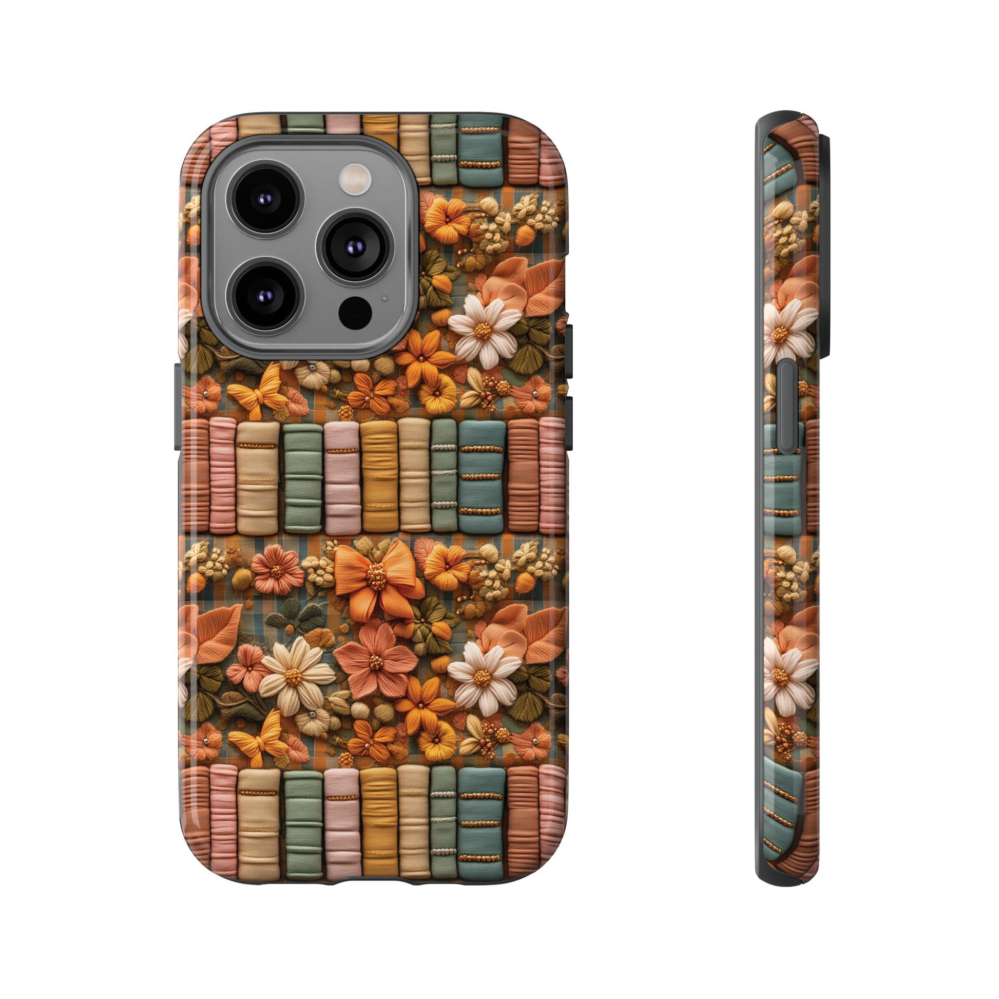 3D Illusion Boho Floral and Books Phone Case Gift for Her Phone 15, Samsung iPhone Samsung Gift for Her Case iPhone 15, Samsung iPhone Samsung Accessory Gift for Her