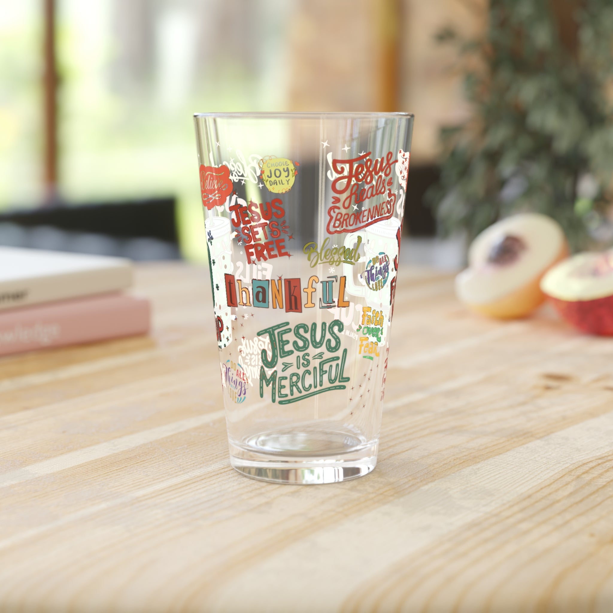 Jesus Fills My Cup Pint Glass  Inspirational Bible Verse & Christian Affirmation Drinkware, Perfect Faith Gift Perfect Gift for Her