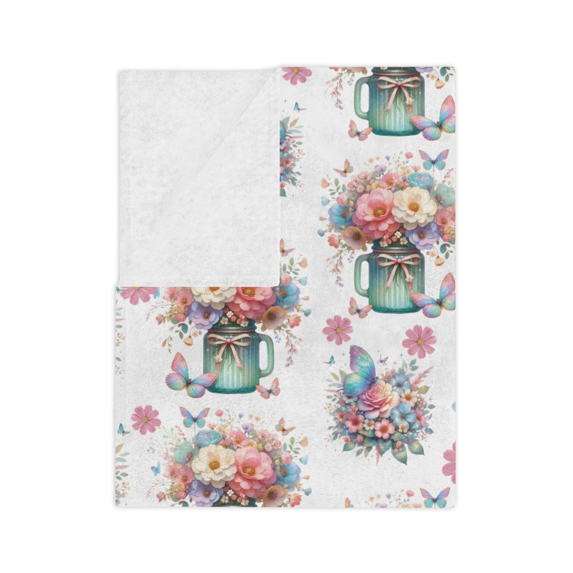 White Pastel Wildflower Minky Blanket Luxurious 100% Polyester Cozy Comfort Throw Ultra-Soft Microfiber Comfort Blanket, Perfect for Snuggling Decor, Cozy All-Season Warmth, Comfort Housewarming Gift Throw.