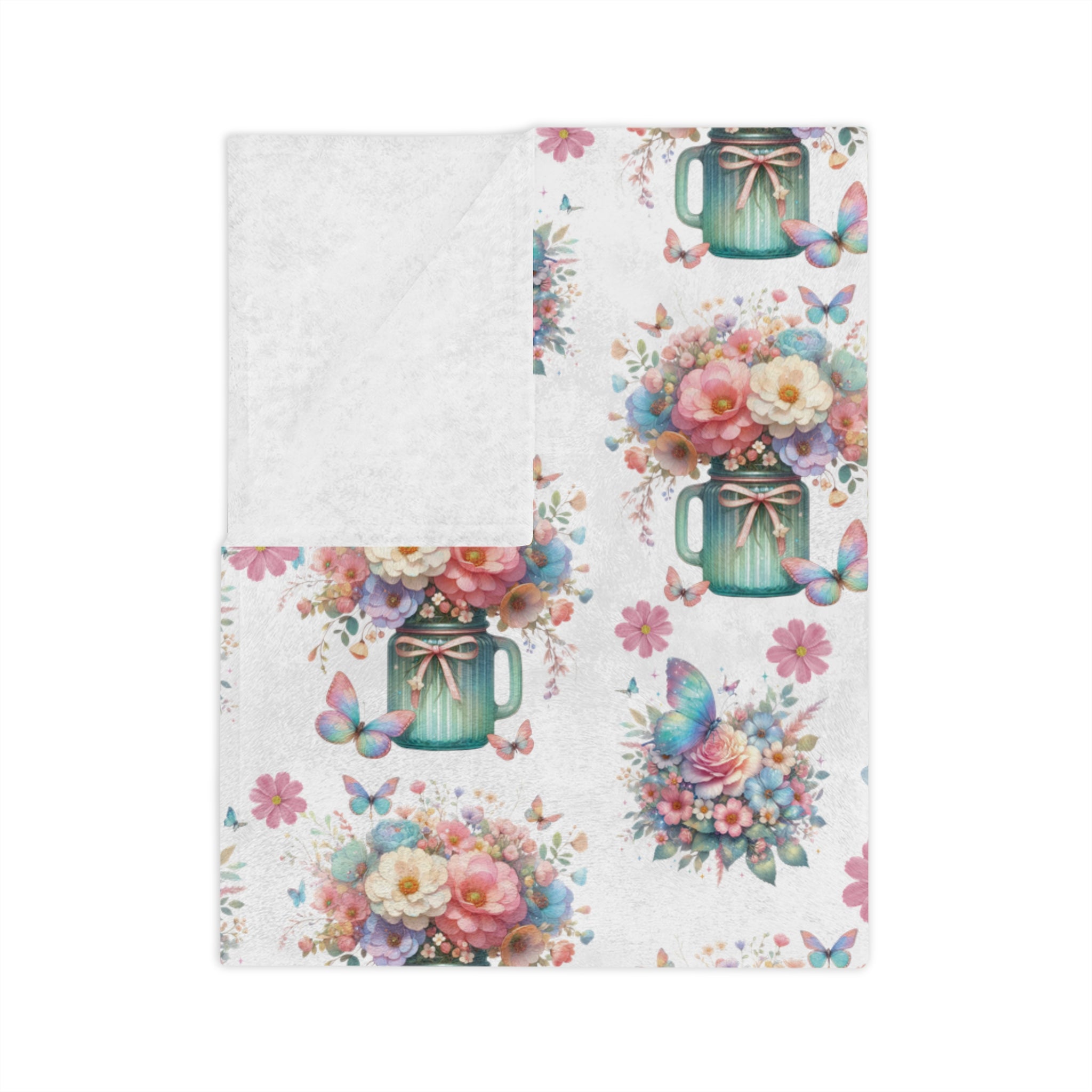 White Pastel Wildflower Minky Blanket Luxurious 100% Polyester Cozy Comfort Throw Ultra-Soft Microfiber Comfort Blanket, Perfect for Snuggling Decor, Cozy All-Season Warmth, Comfort Housewarming Gift Throw.
